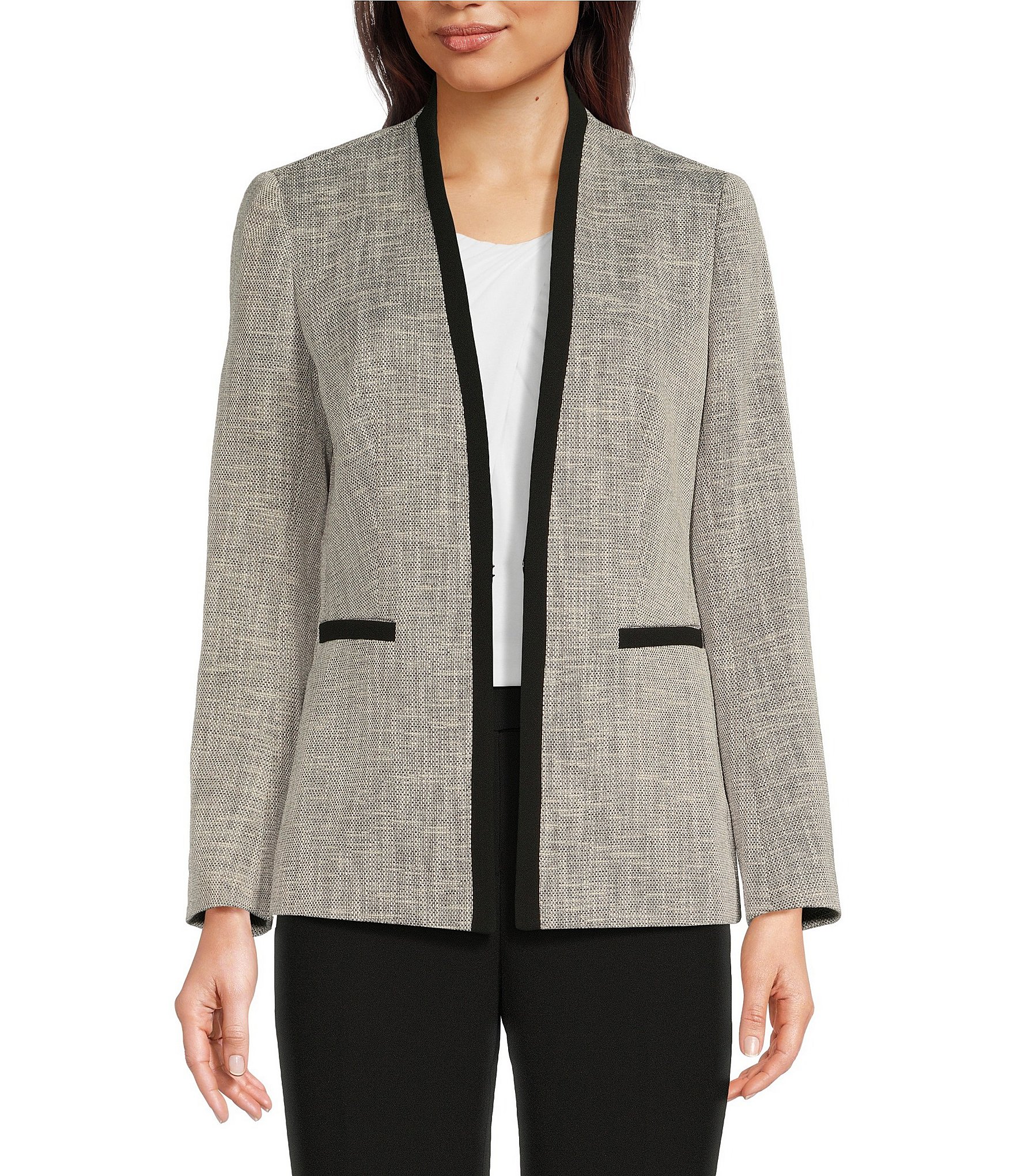 Anne Klein Boucle Open Front Long Sleeve Jacket | Dillard's