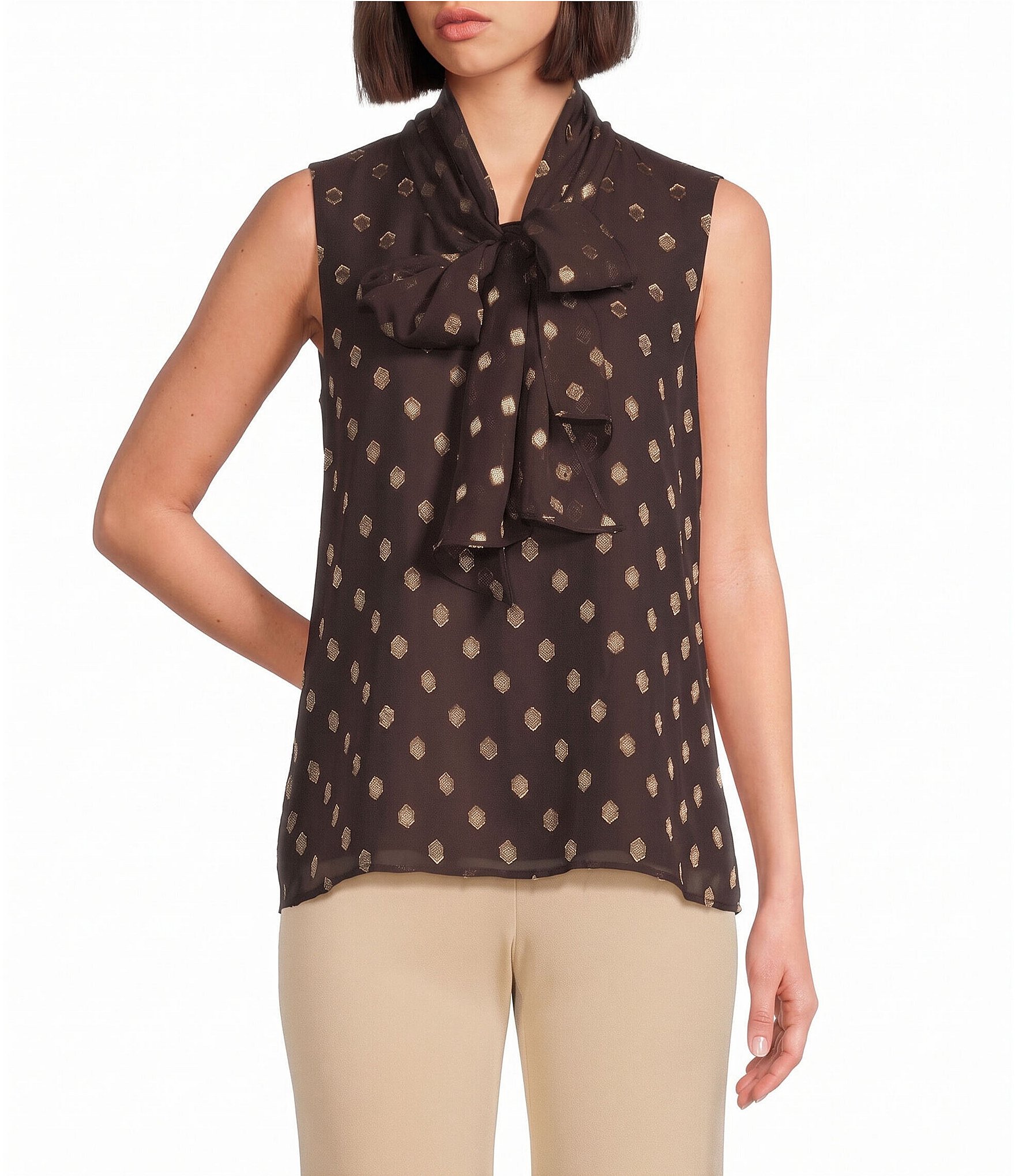 Anne Klein Bow Front Sleeveless Blouse