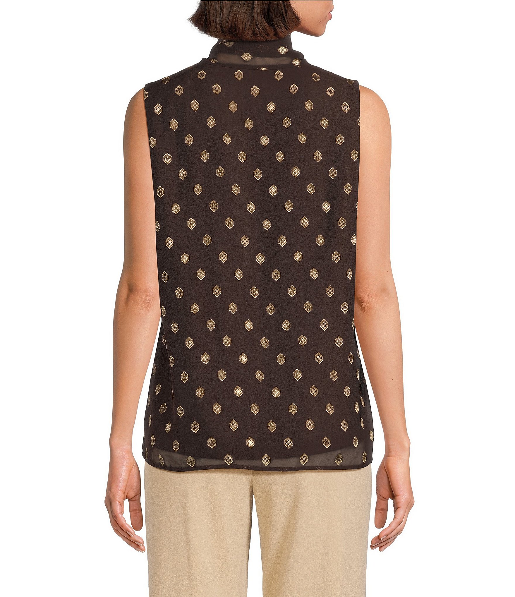 Anne Klein Bow Front Sleeveless Blouse