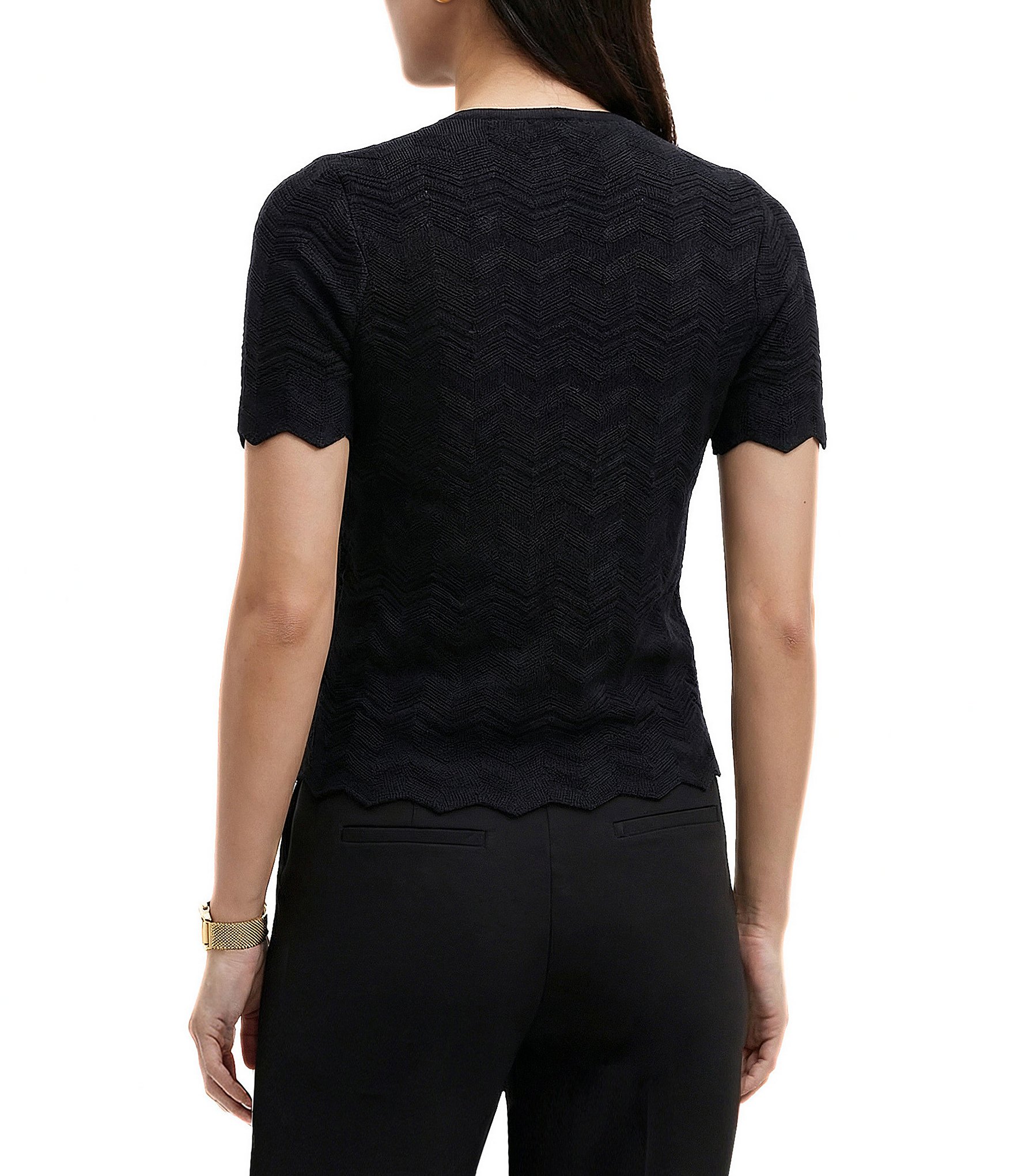 Anne Klein Button Front Short Sleeve Cardigan
