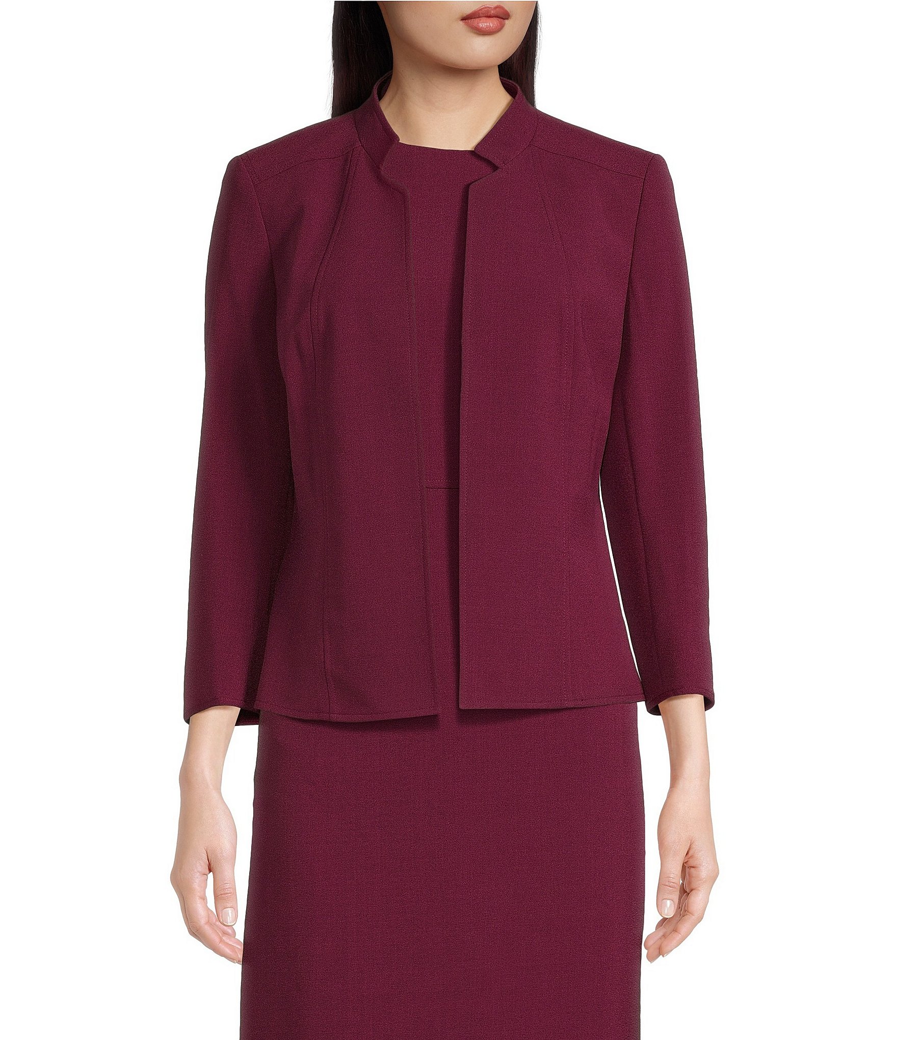 Kasper Crepe One-Button Long Sleeve Jacket | Dillard's