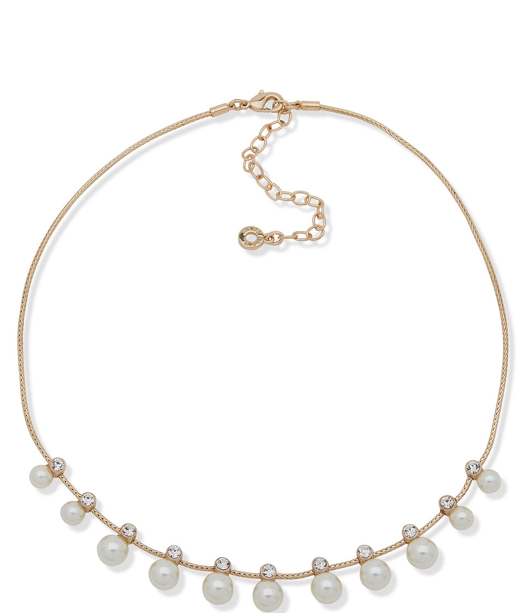 Anne Klein Crystal Pearl Frontal Collar Necklace | Dillard's