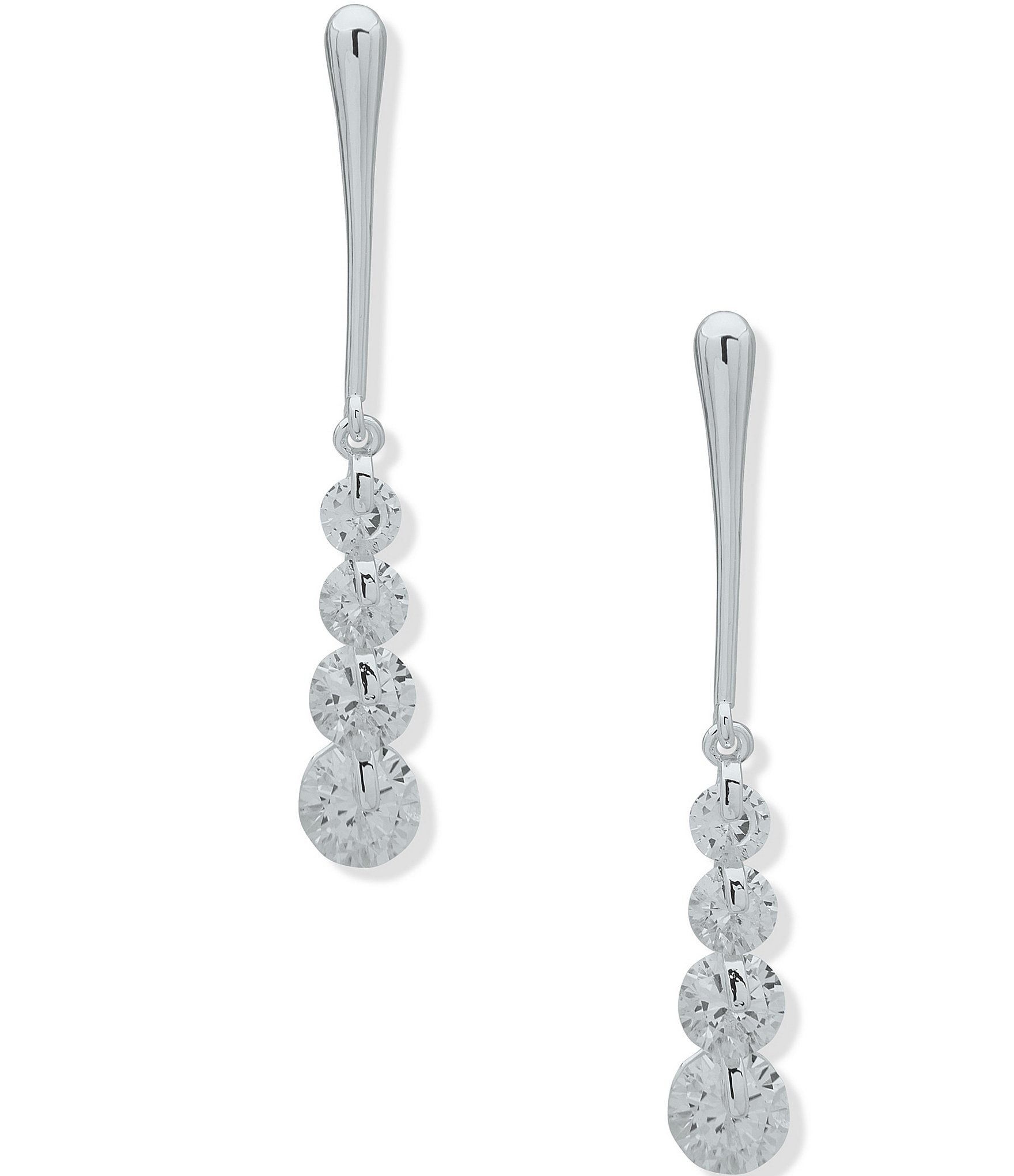 Anne Klein Crystal CZ Post Linear Drop Earrings