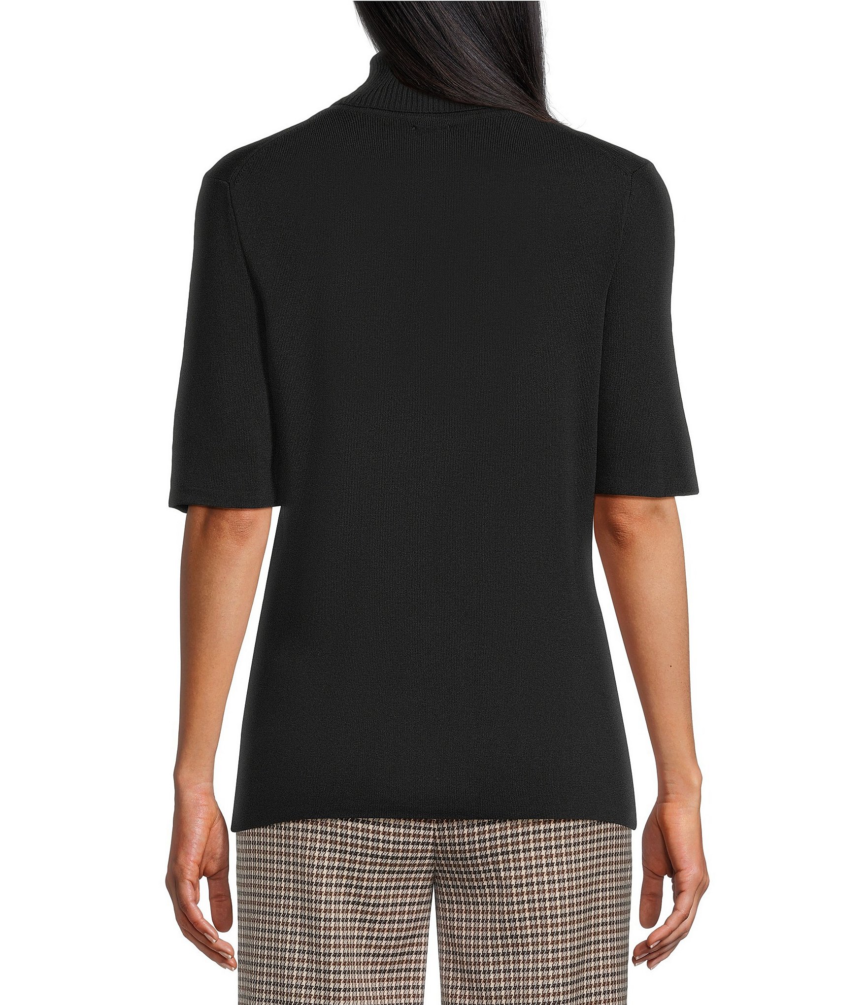 Anne Klein Extended Short Sleeve Turtleneck Top