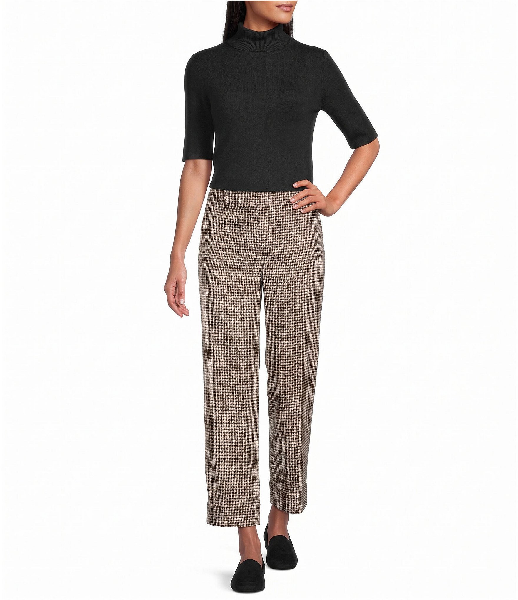 Anne Klein Extended Short Sleeve Turtleneck Top