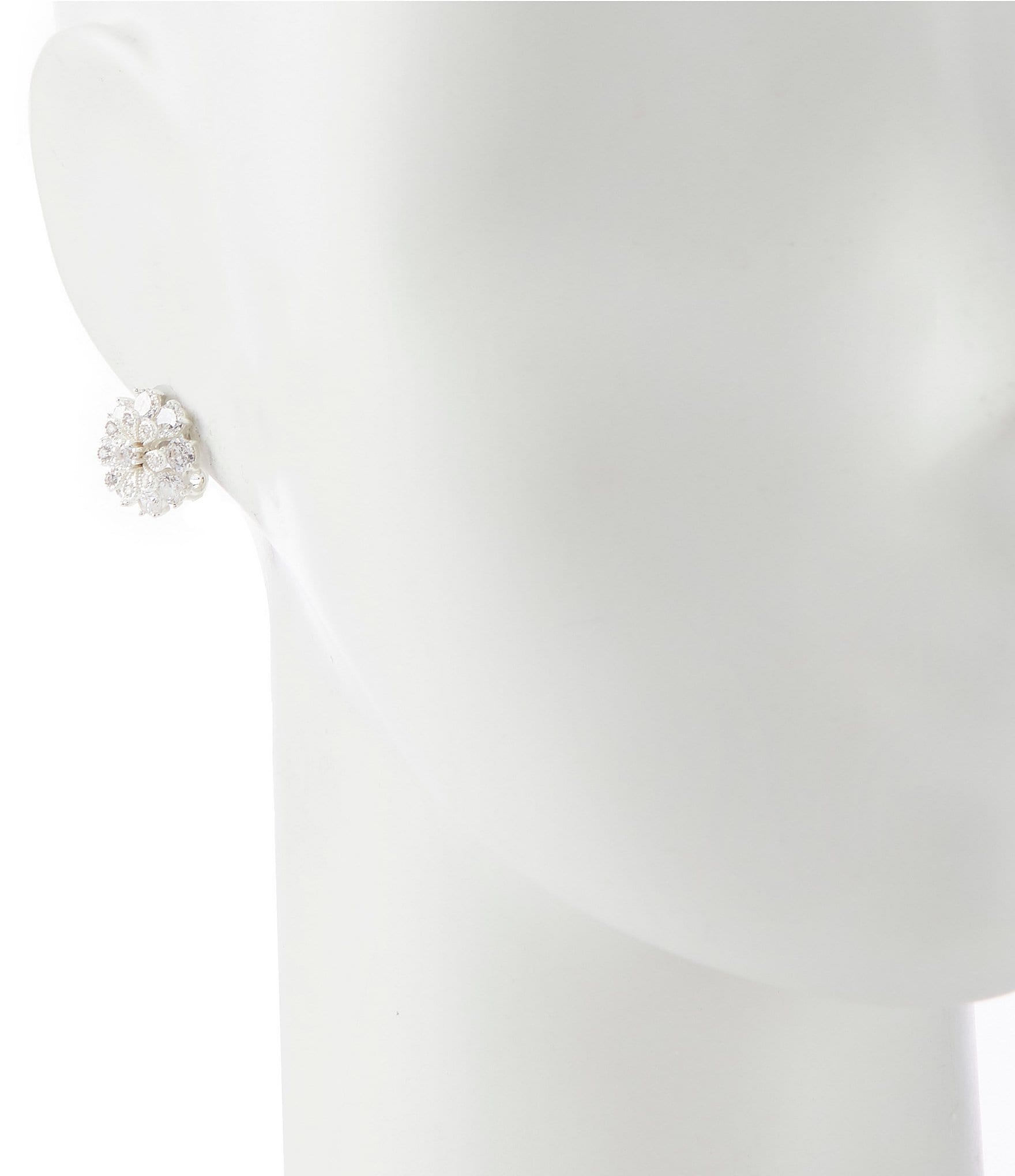 Anne Klein Flower Crystal Button Clip-On Earrings