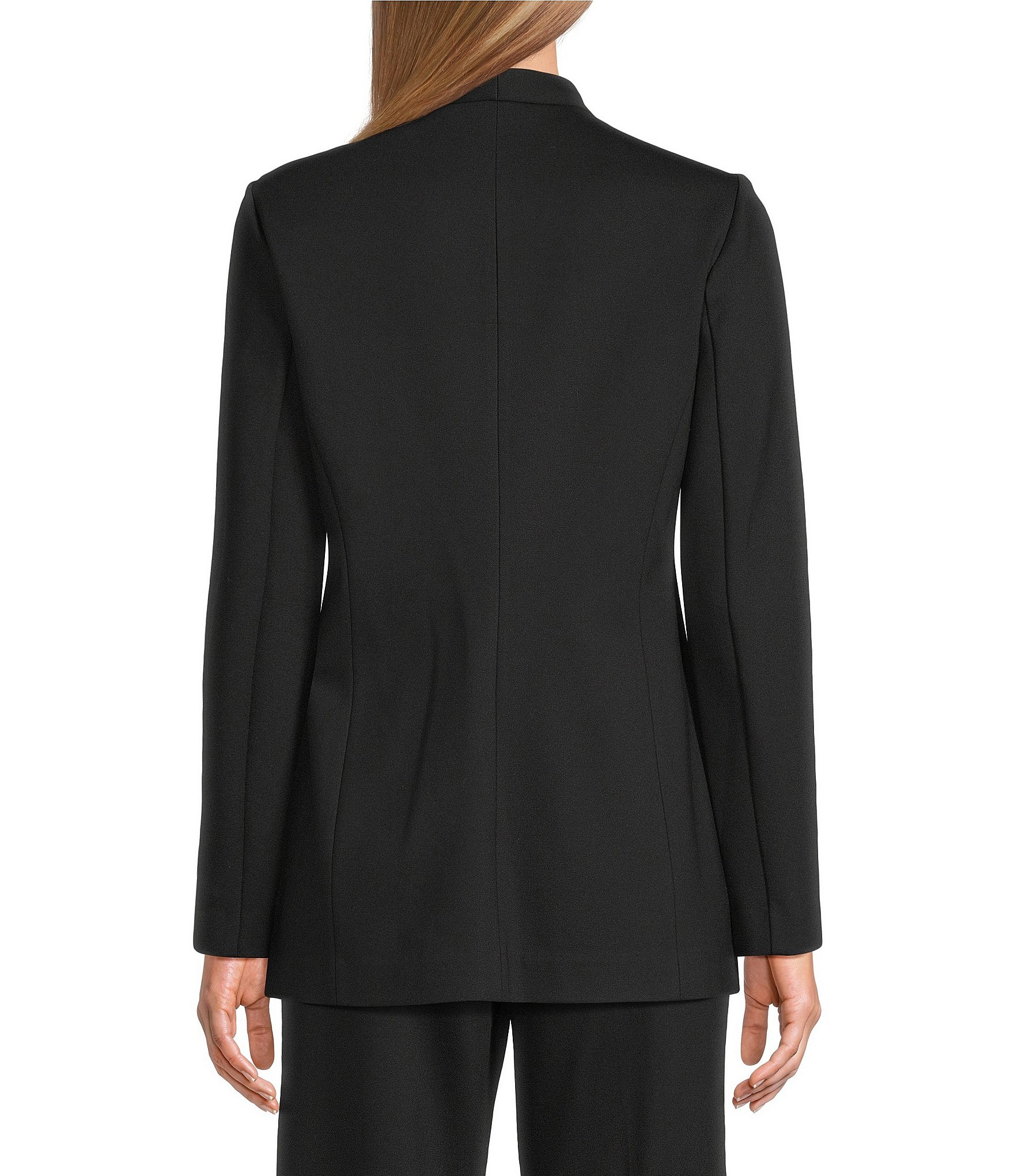 Anne Klein Funnel Neck Open Front Long Sleeve Compression Jacket