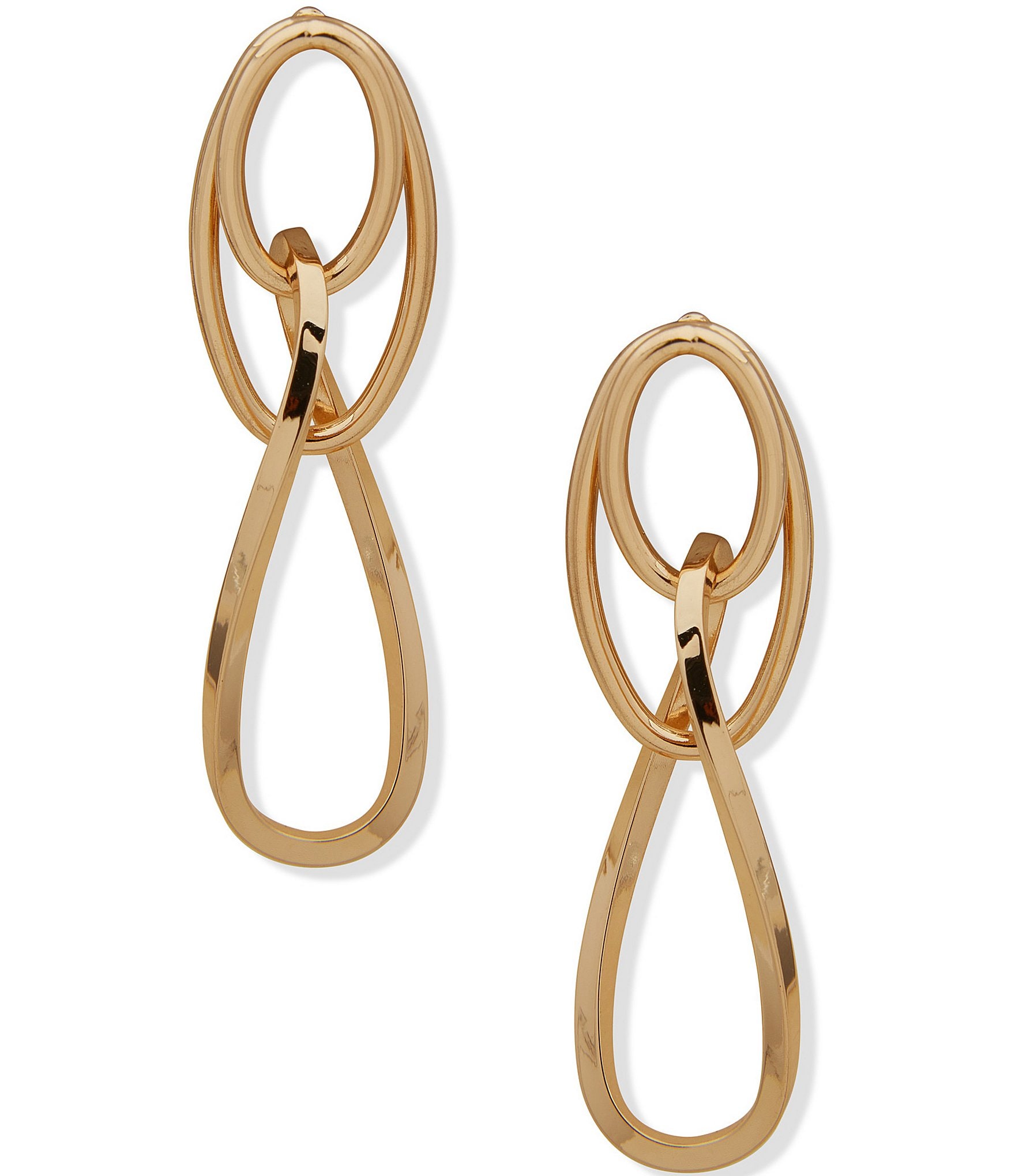 Anne Klein Gold Tone Double Hoop Drop Earrings | Dillard's