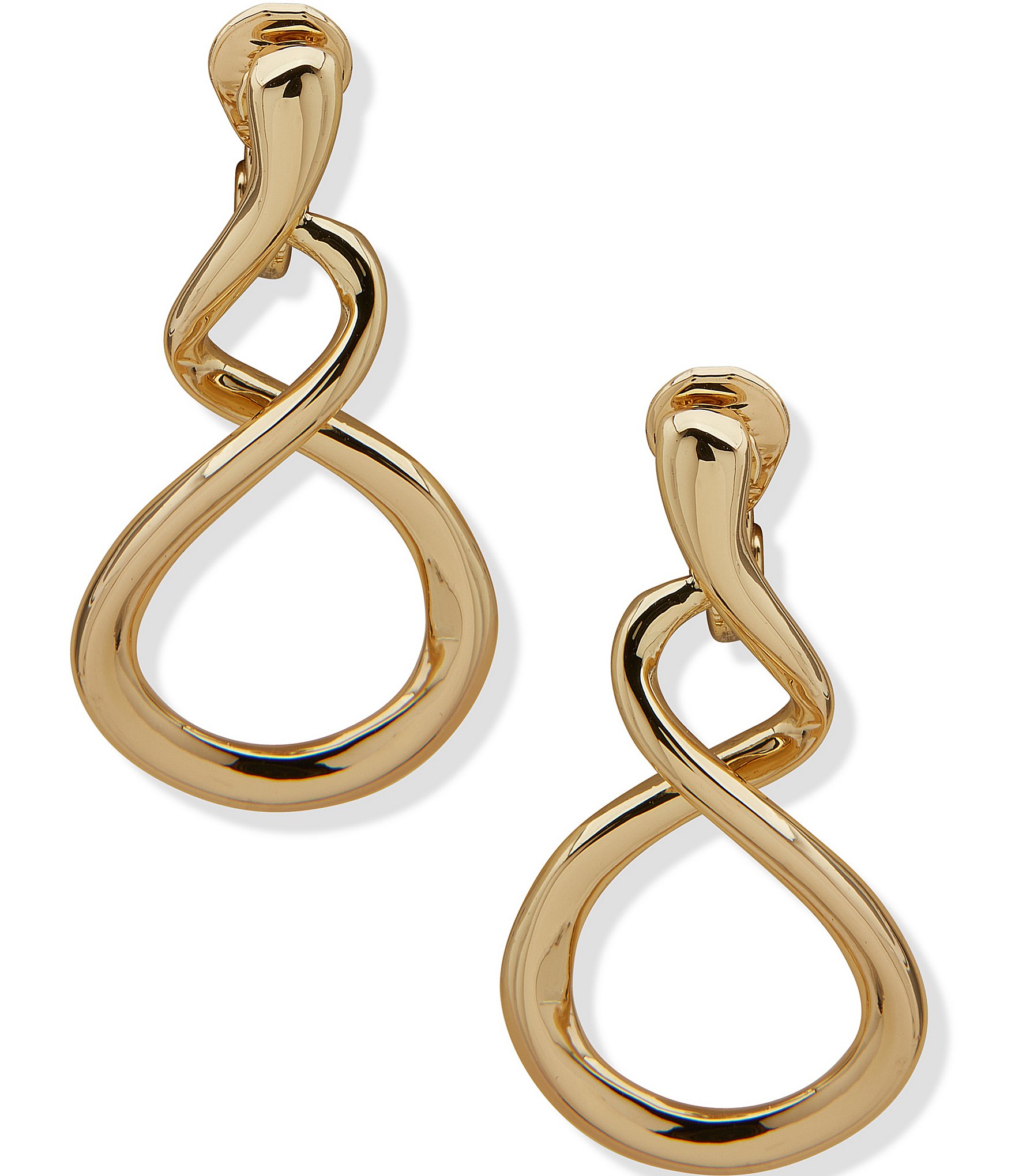 Anne Klein Gold Tone Infinity Clip Drop Earrings