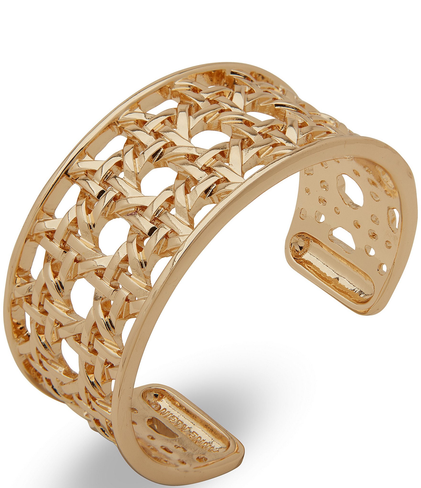 Anne Klein Gold Tone Lattice Textured Cuff Bracelet