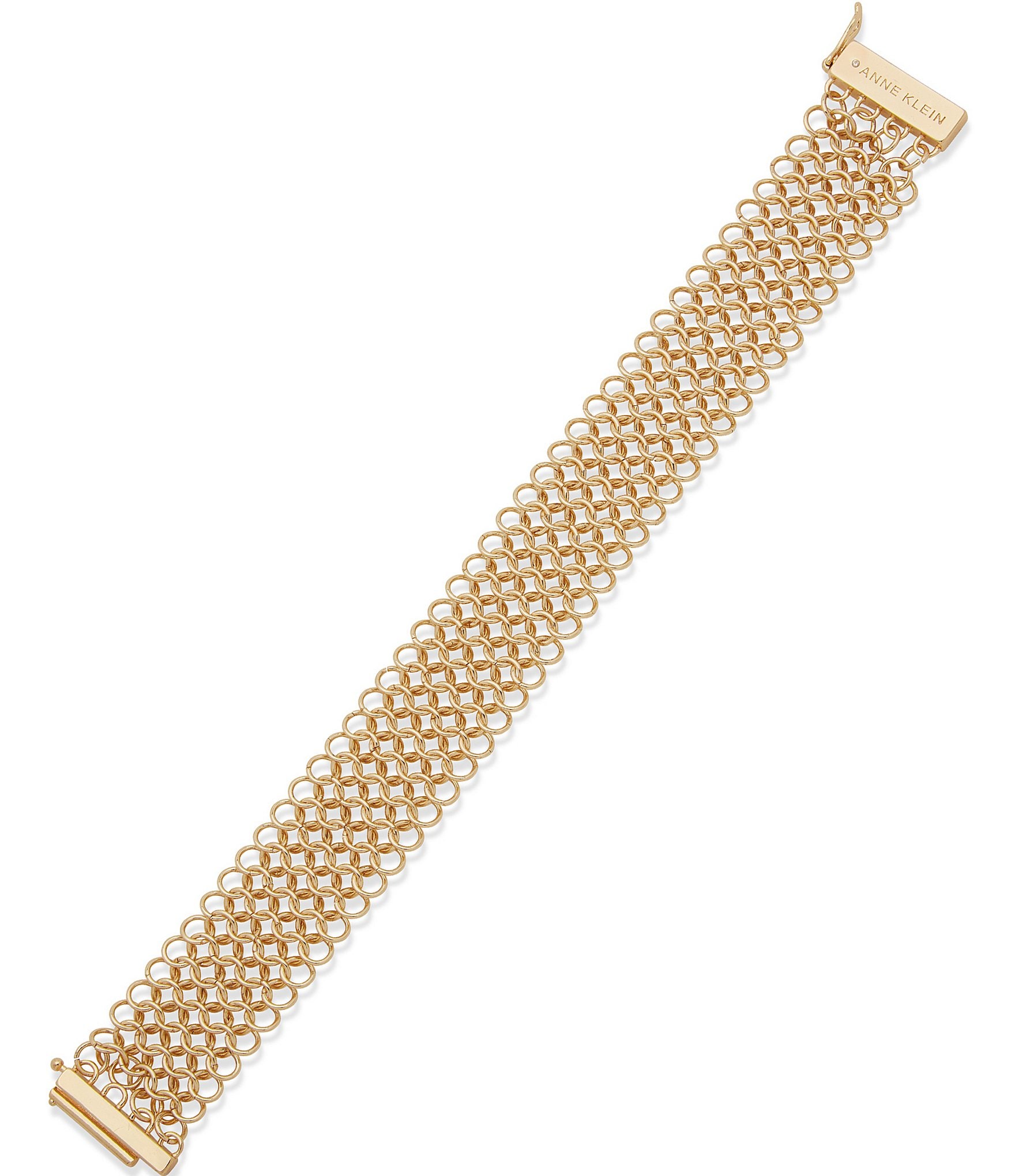 Anne Klein Gold Tone Mesh Chain Flex Line Bracelet