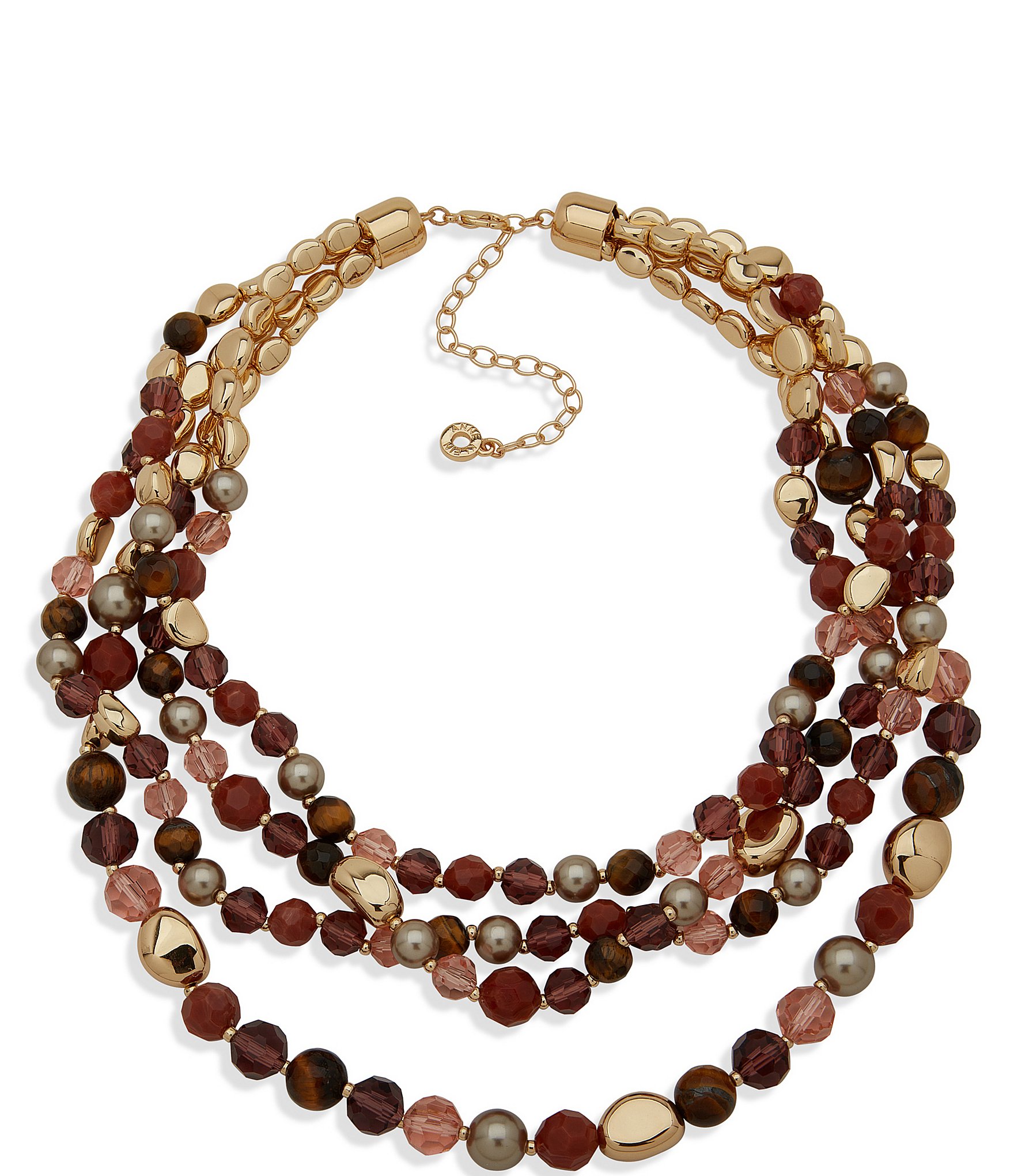 Anne Klein Gold Tone Multi Row Statement Necklace | Dillard's