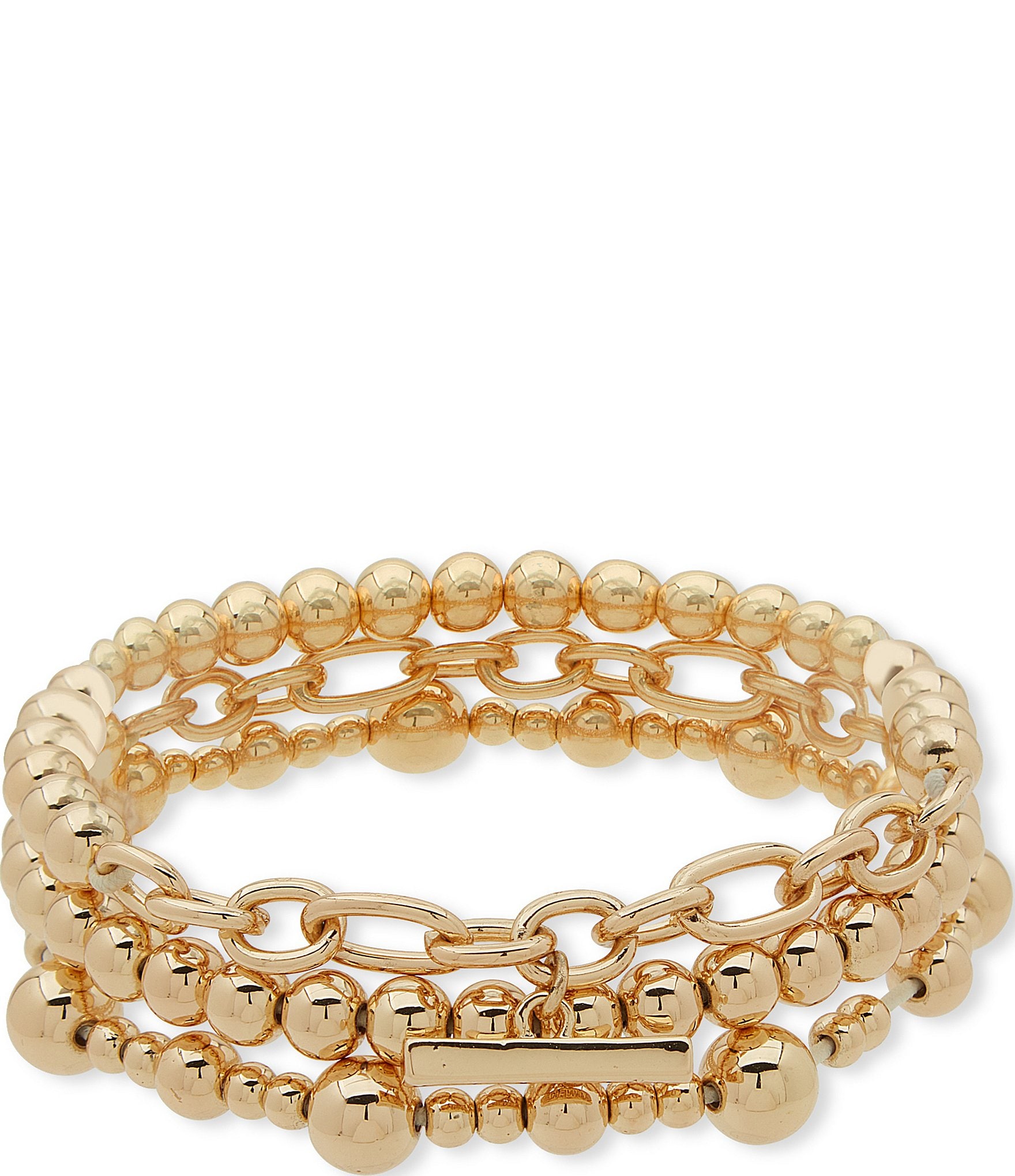 Anne Klein Gold Tone Multi Row Stretch Bracelet