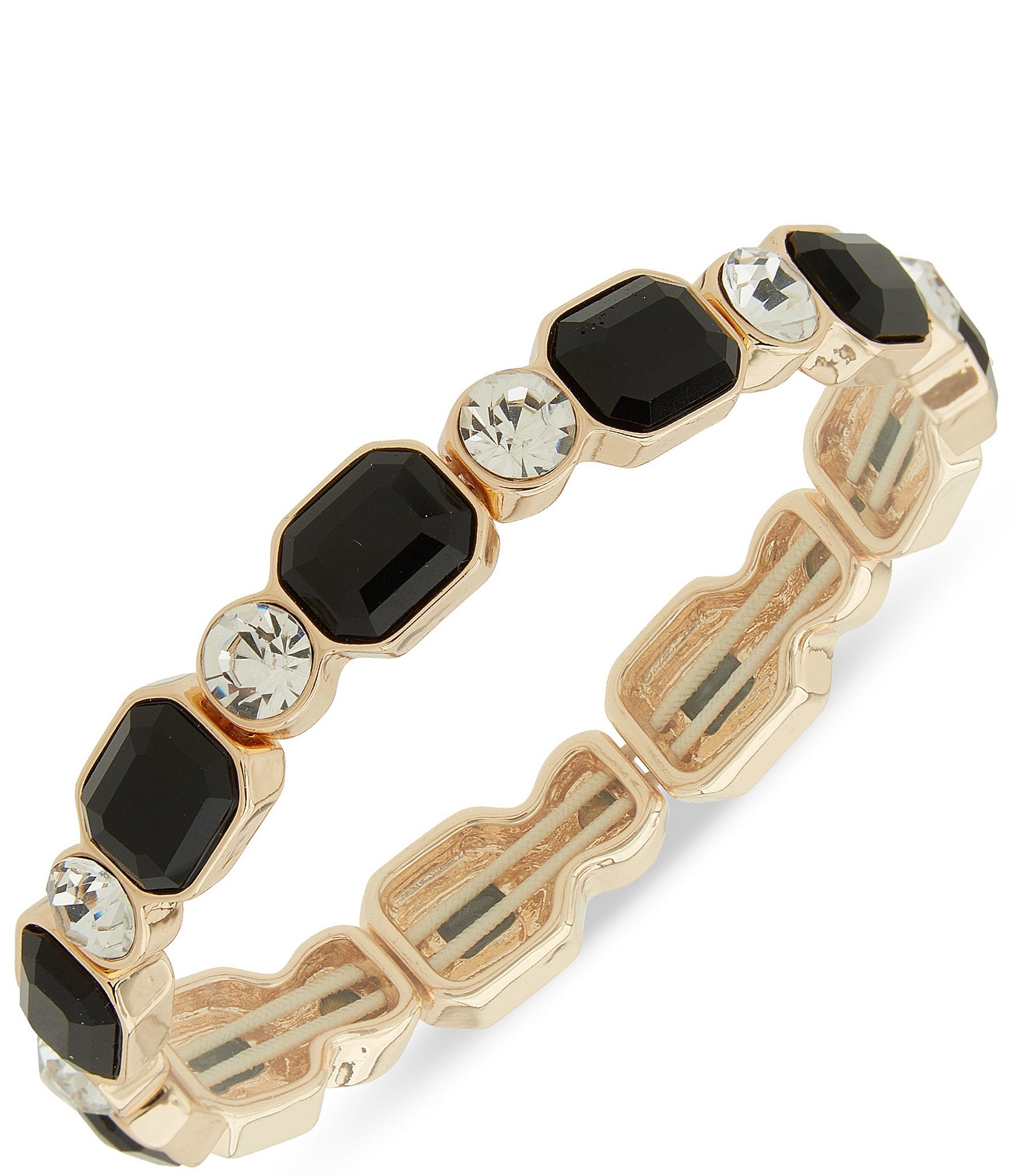 Anne Klein Gold Tone Stone Crystal Stretch Bracelet