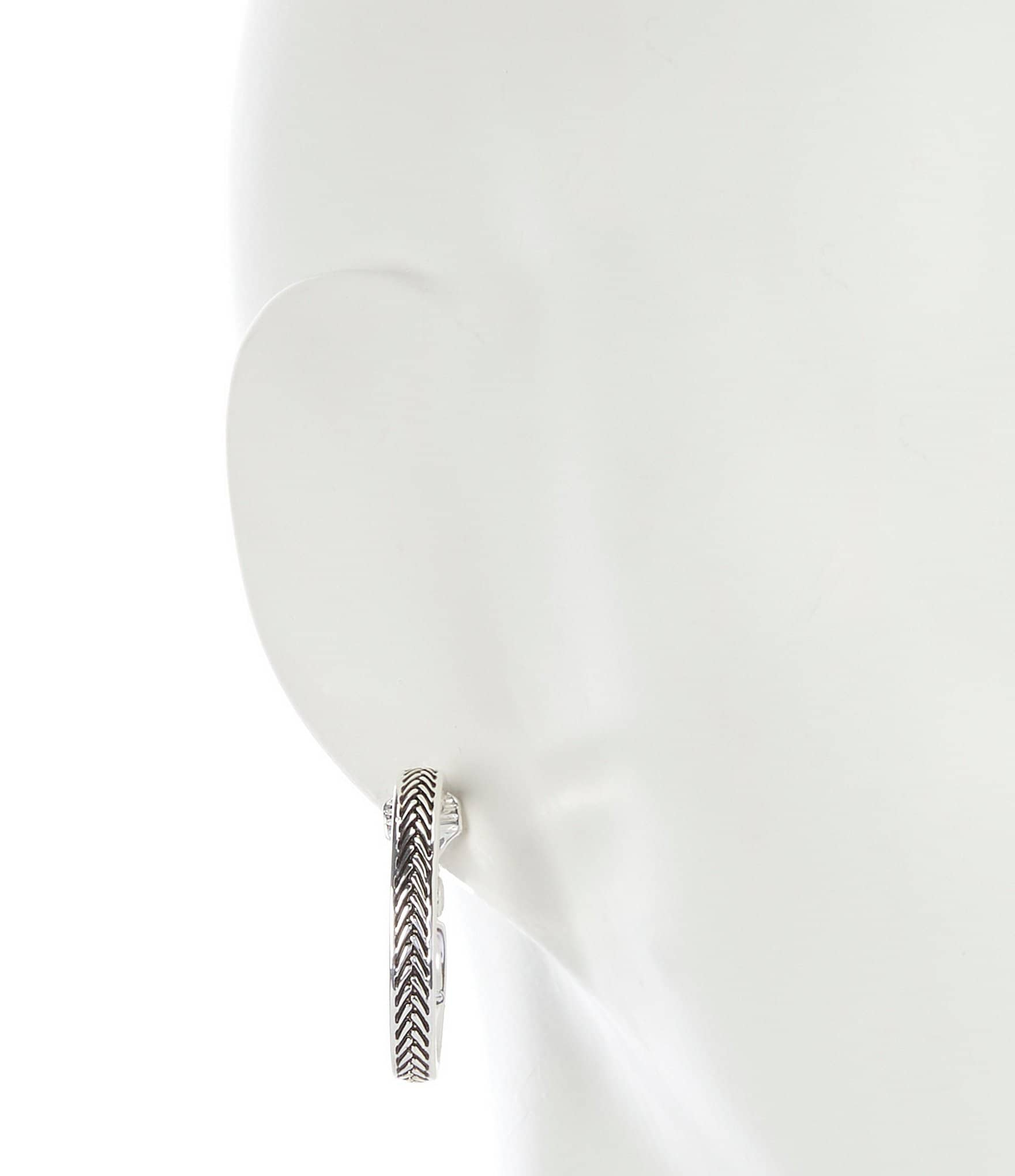 Anne Klein Herringbone Texture Hoop Clip-On Earrings