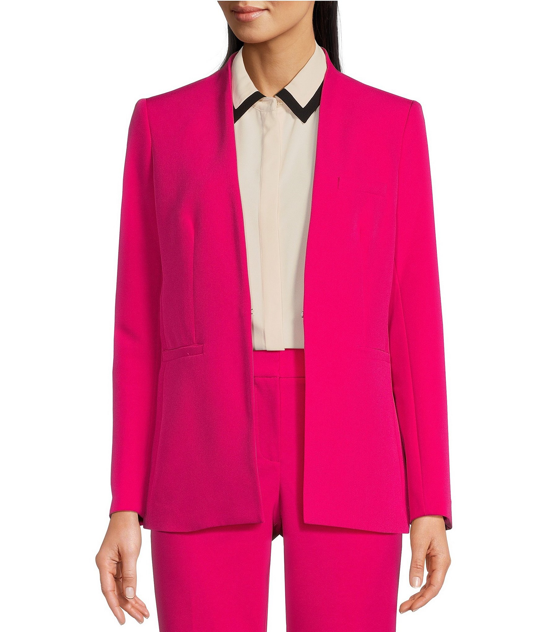 Anne Klein Faux Double Breasted Peak Lapel Collection Compression Blazer &  Coordinating Pull-On Pants
