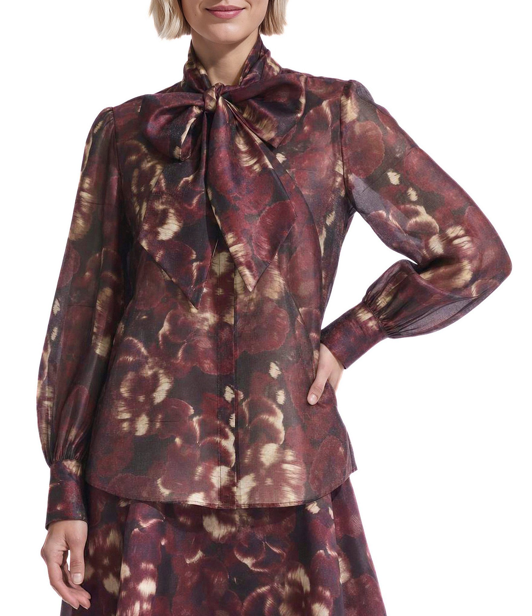 Anne Klein Long Sleeve Bow Neck Coordinating Blouse