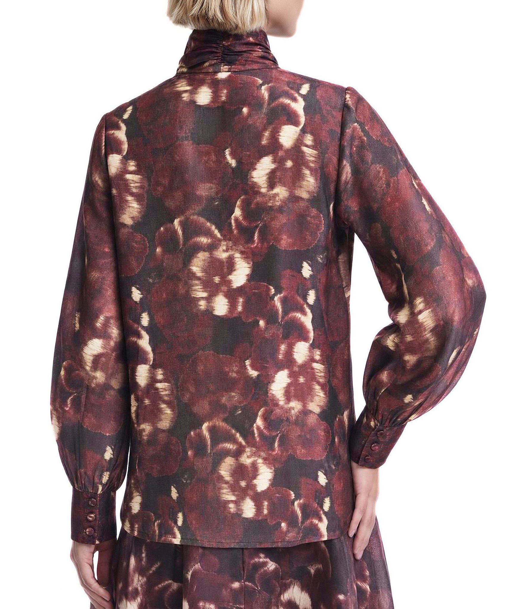 Anne Klein Long Sleeve Bow Neck Coordinating Blouse