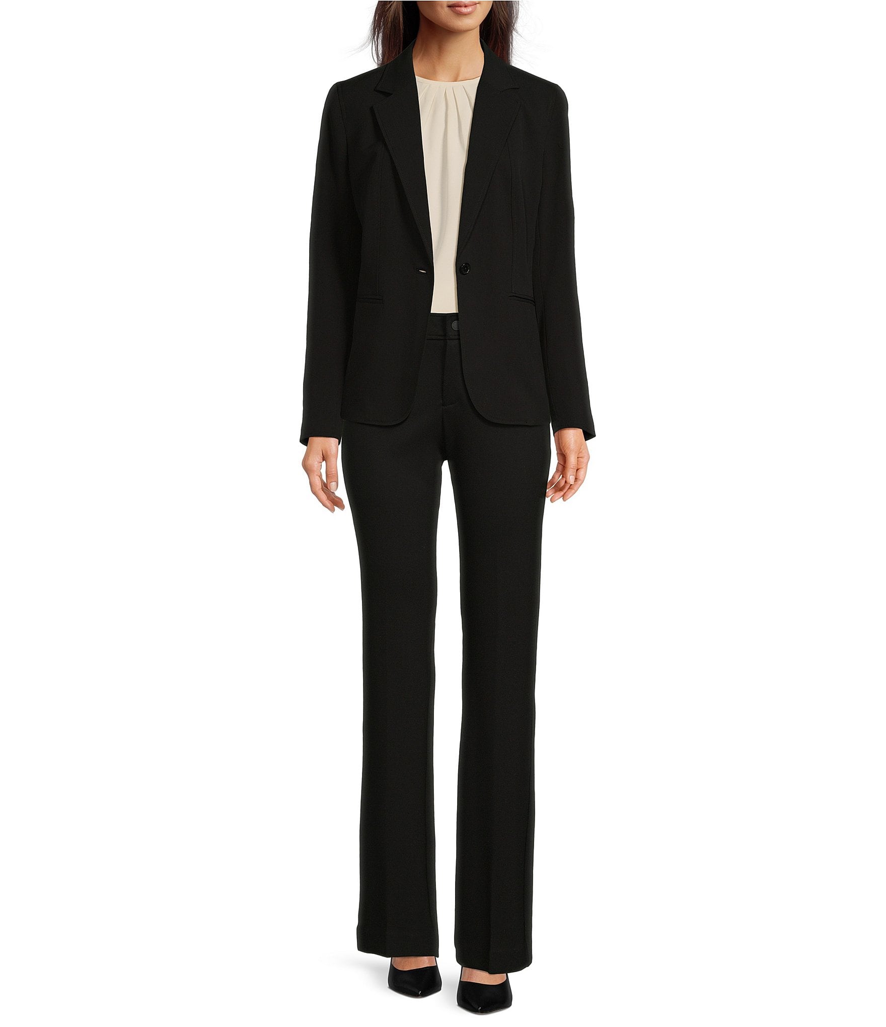 Anne Klein One Button Notch Collar Princess Seam Jacket