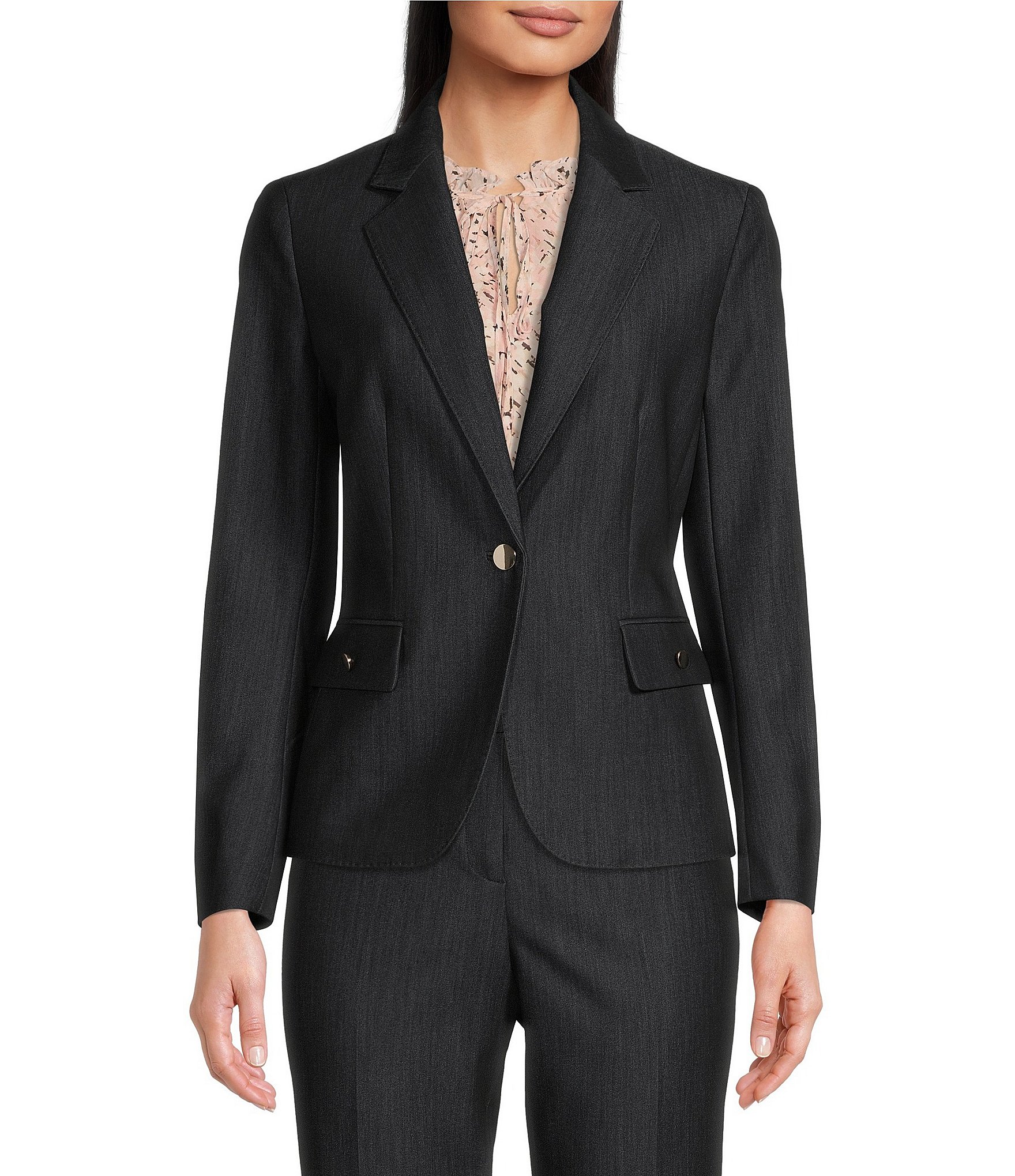 Anne Klein One Button Peak Lapel Long Sleeve Blazer Jacket | Dillard's
