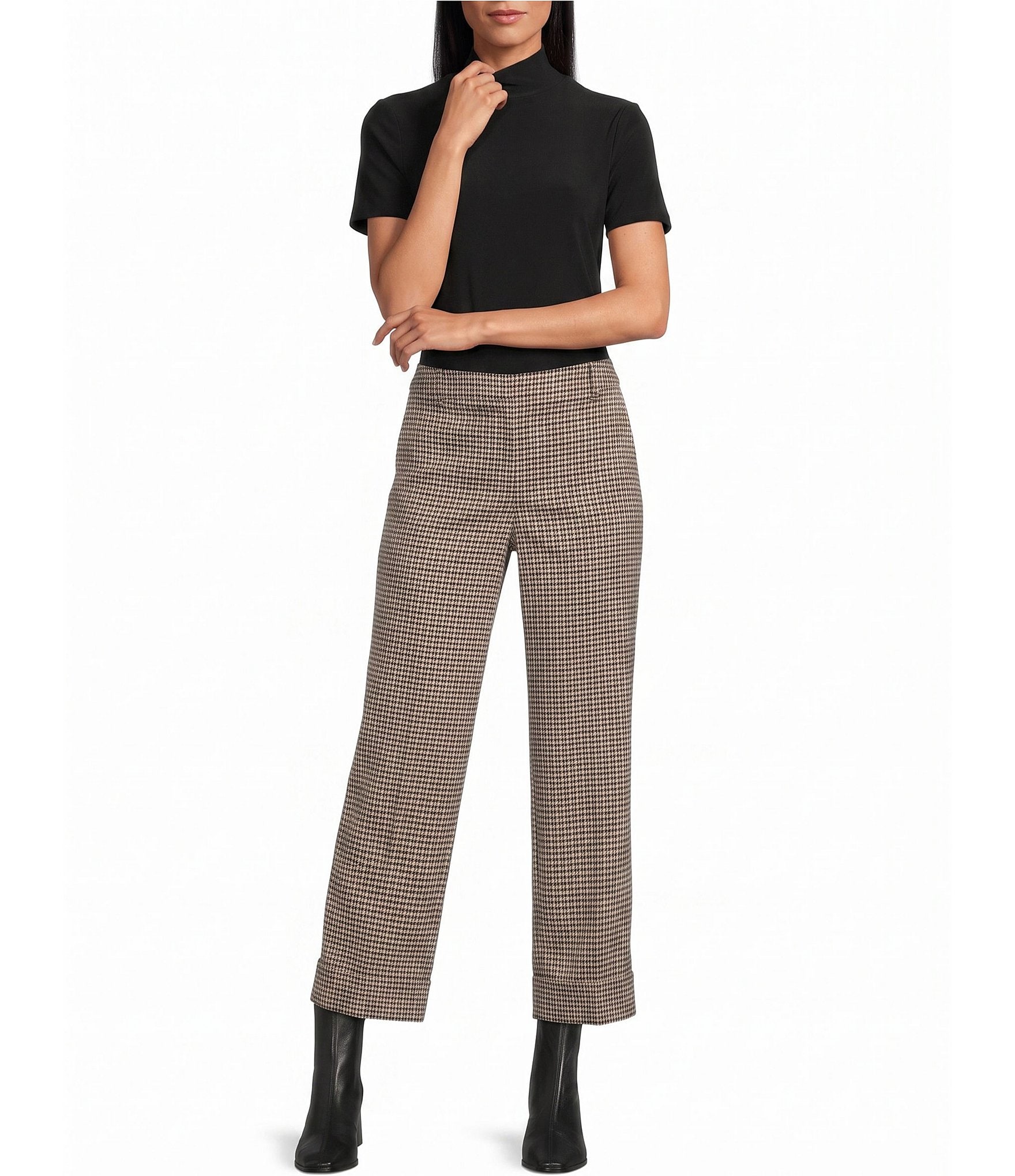 Anne Klein Petite Plaid Straight Cuff Ankle Coordinating Pants