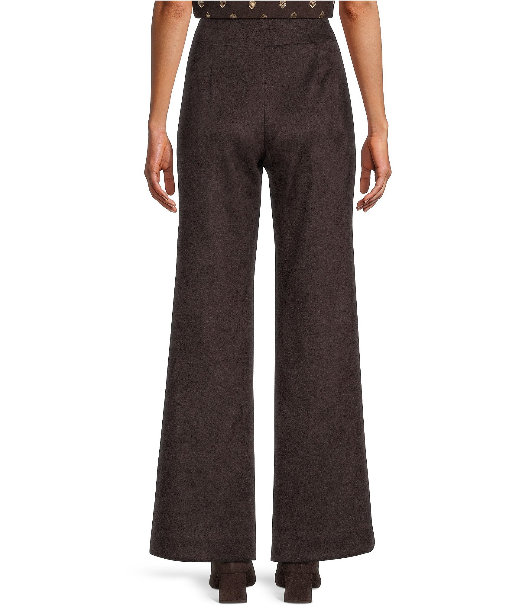 Anne Klein Petite Scuba Suede Wide Leg Pull-On Pants