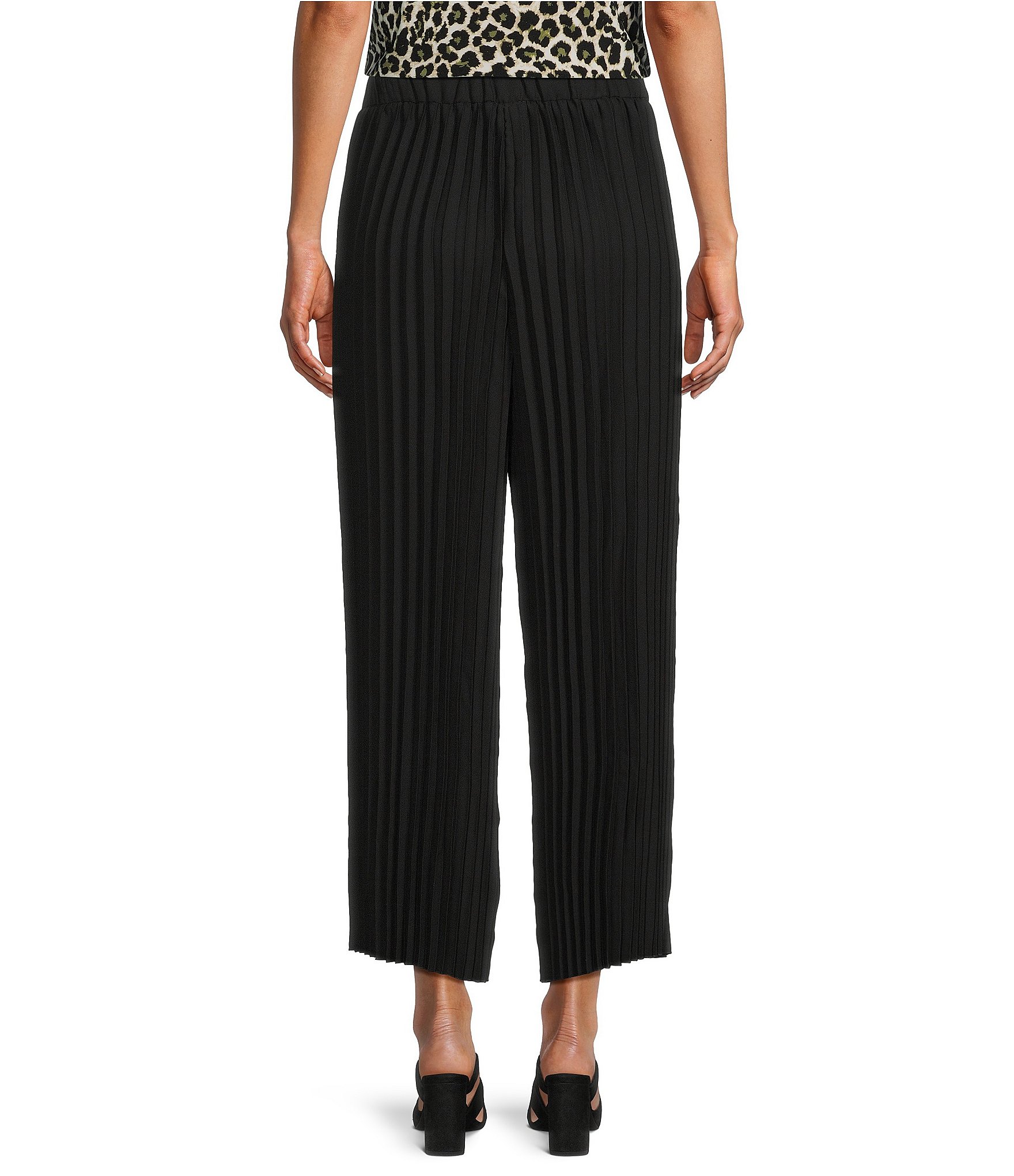 Anne Klein Petite Size Pleated Pull On Ankle Pants