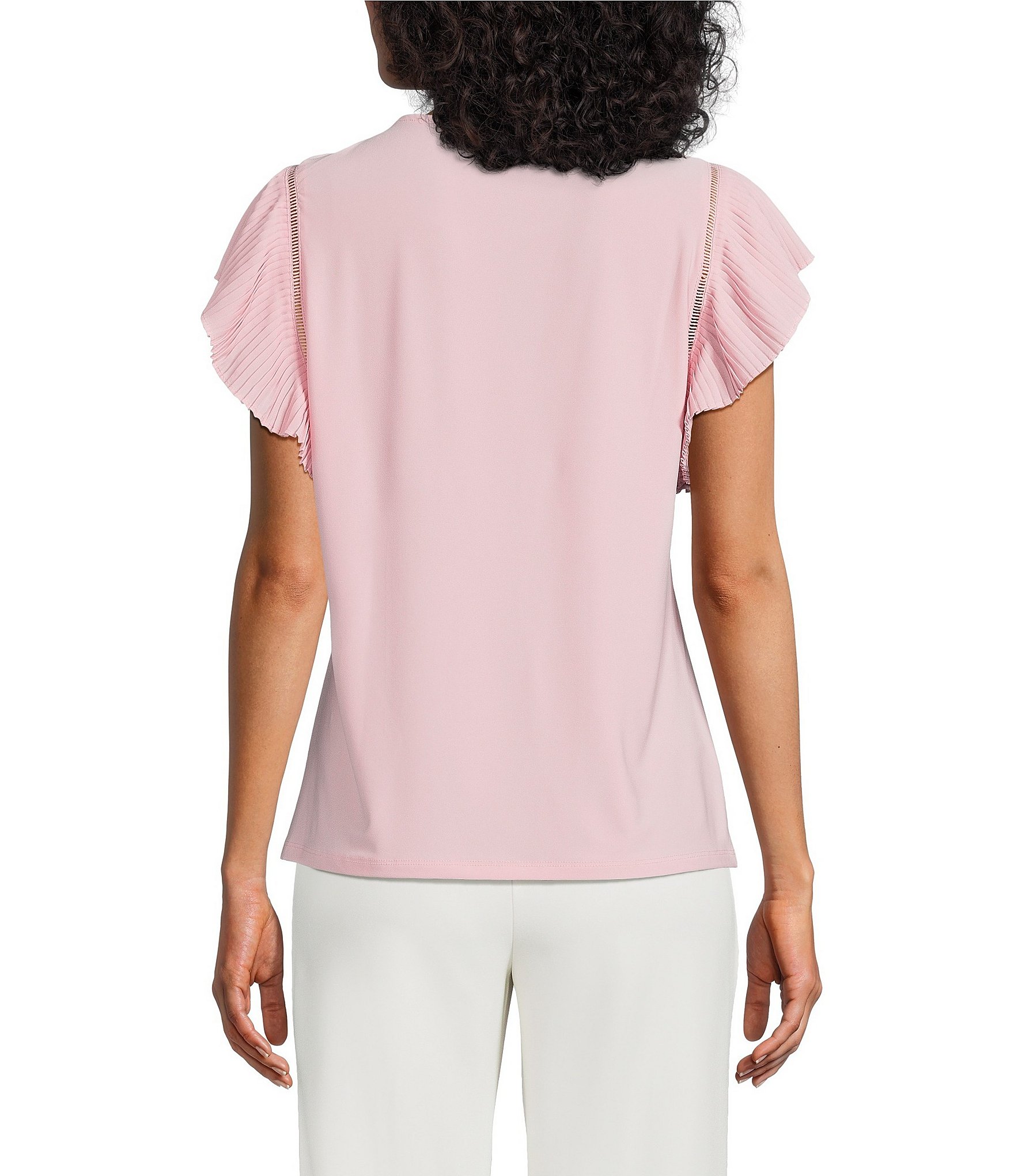 Anne Klein Pleated Flutter Sleeve Top