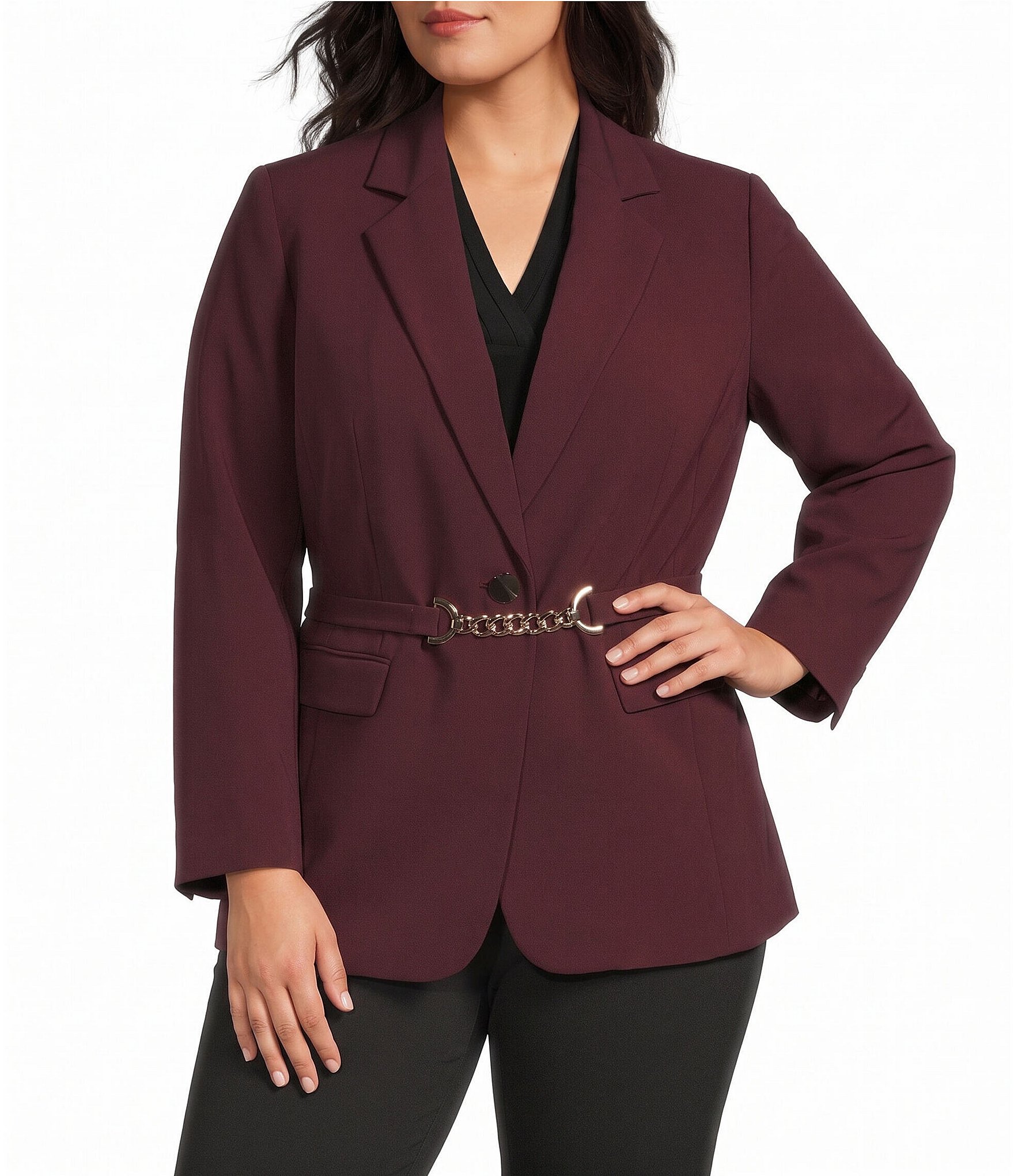 Anne Klein Plus Belted Liberty Stretch Jacket
