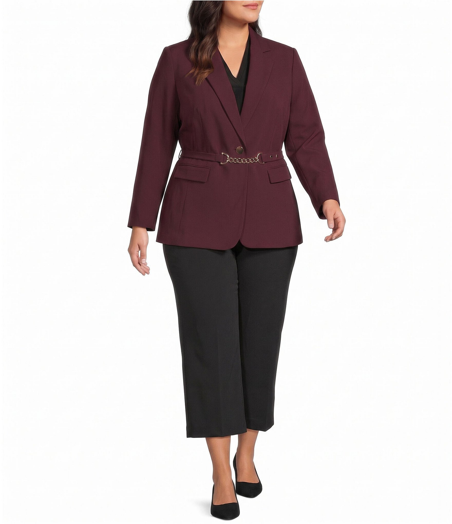 Anne Klein Plus Belted Liberty Stretch Jacket