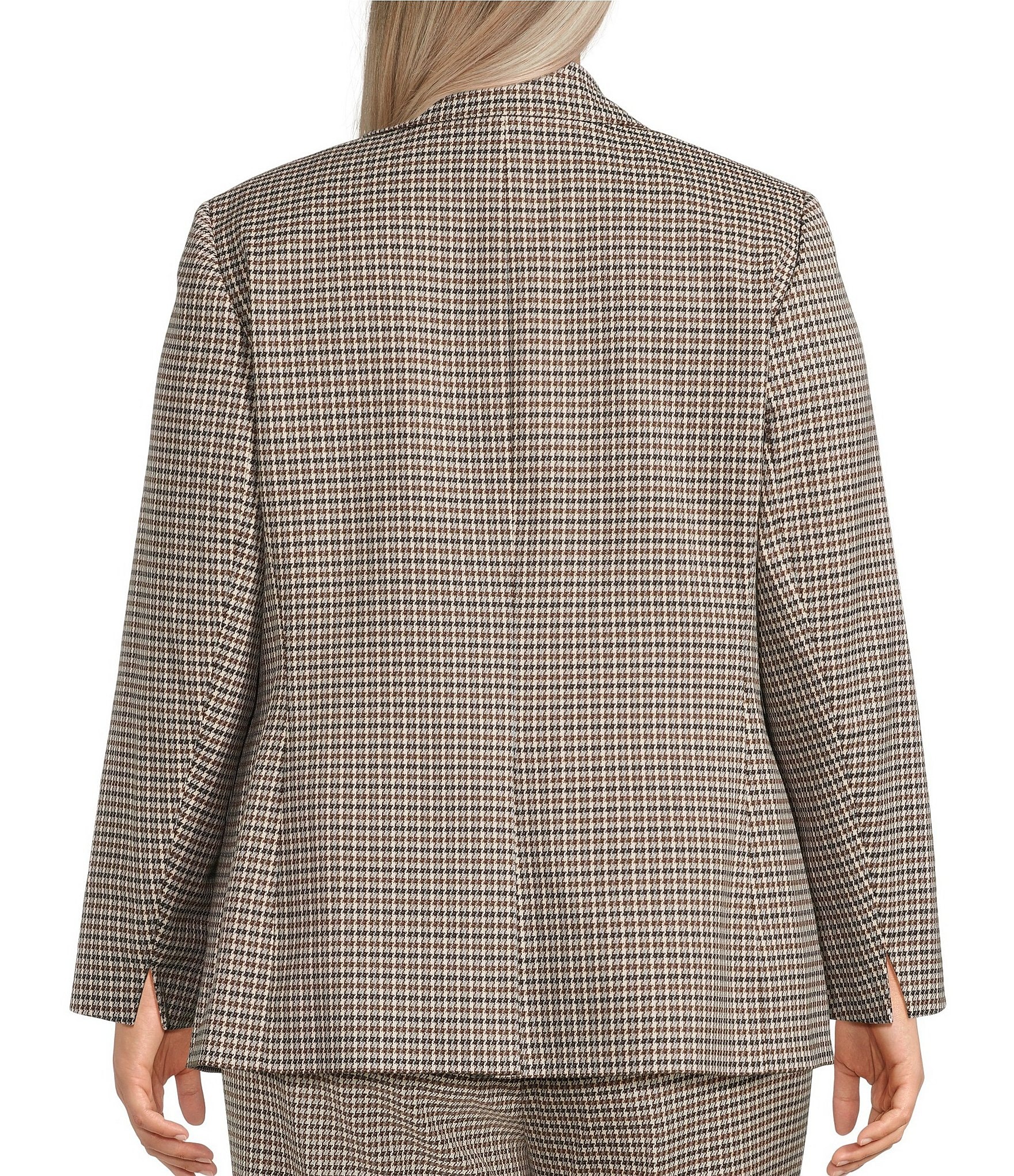 Anne Klein Plus Houndstooth One Button Coordinating Blazer