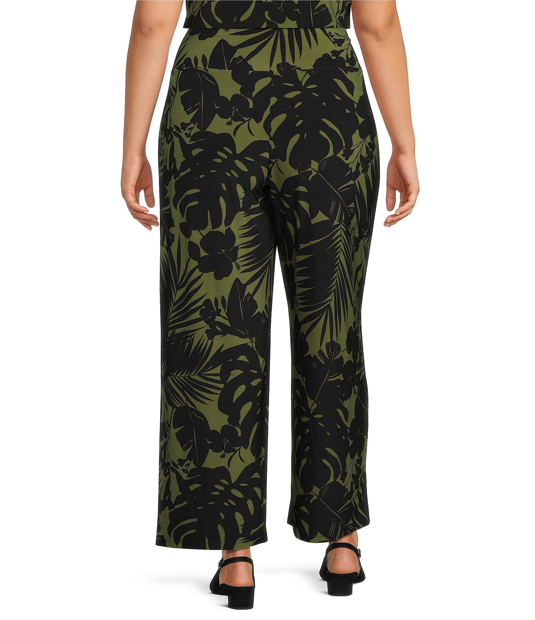 Anne Klein Plus Size Printed Jersey Palazzo Pant