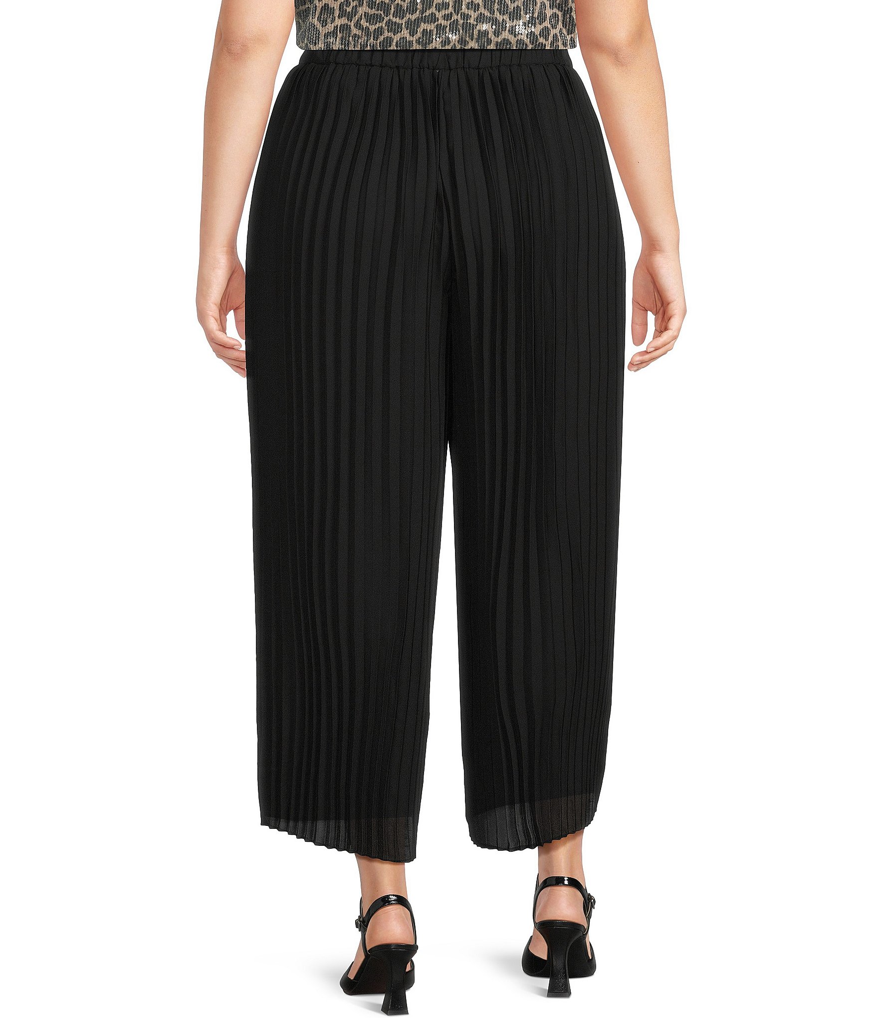 Anne Klein Plus Size Pull On Striped Ankle Pants