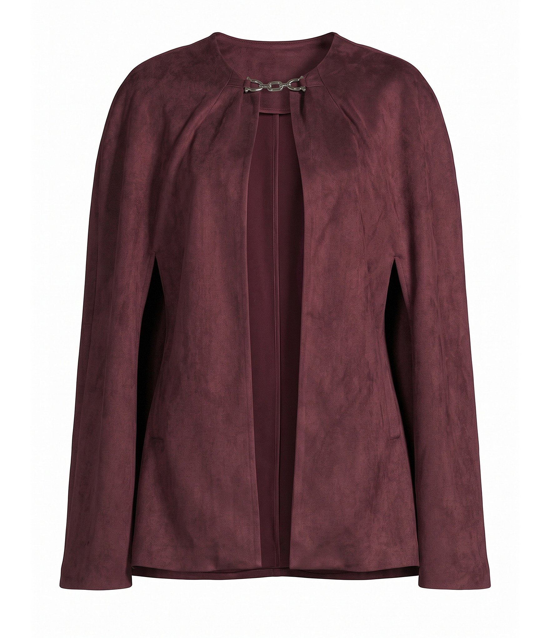 Anne Klein Plus Size Scuba Suede Cape Horse Bit Jacket
