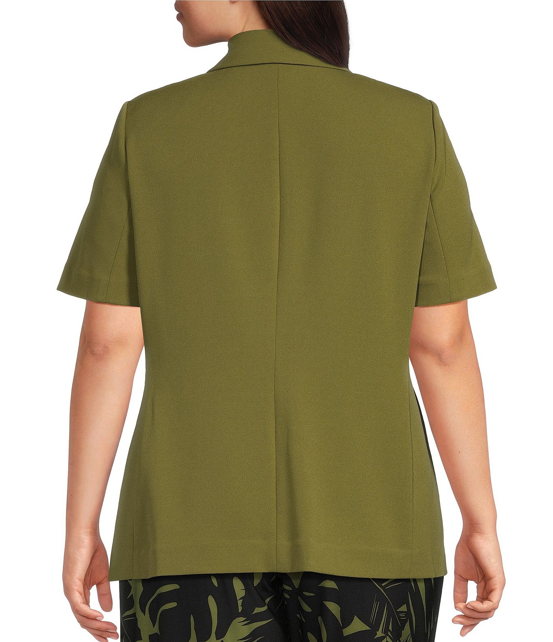 Anne Klein Plus Size Short Sleeve Faux Double Breasted Blazer