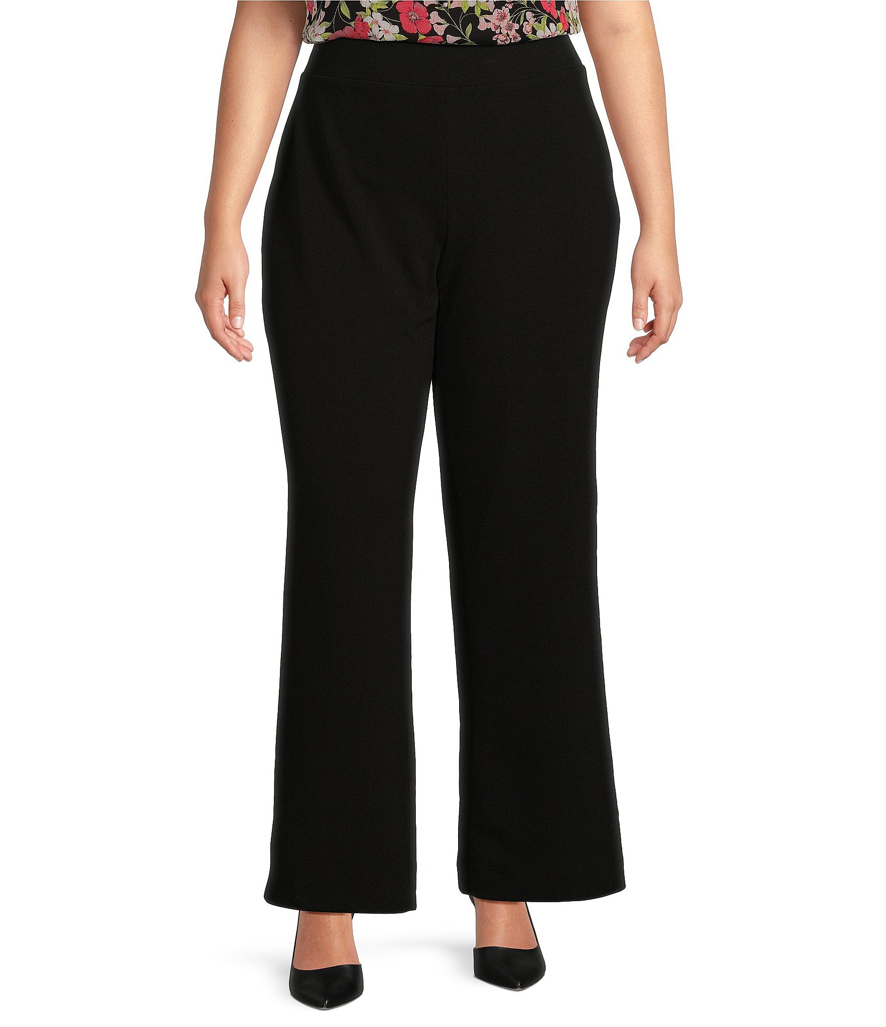 Anne Klein Plus Stretch Crepe Pull-On Wide Leg Pants | Dillard's