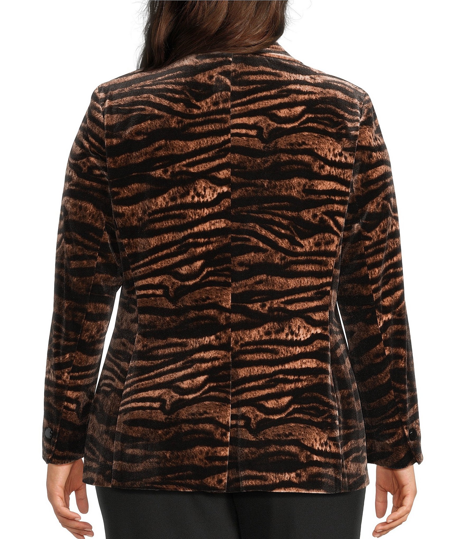 Anne Klein Plus Zebra Print Velvet Jacket