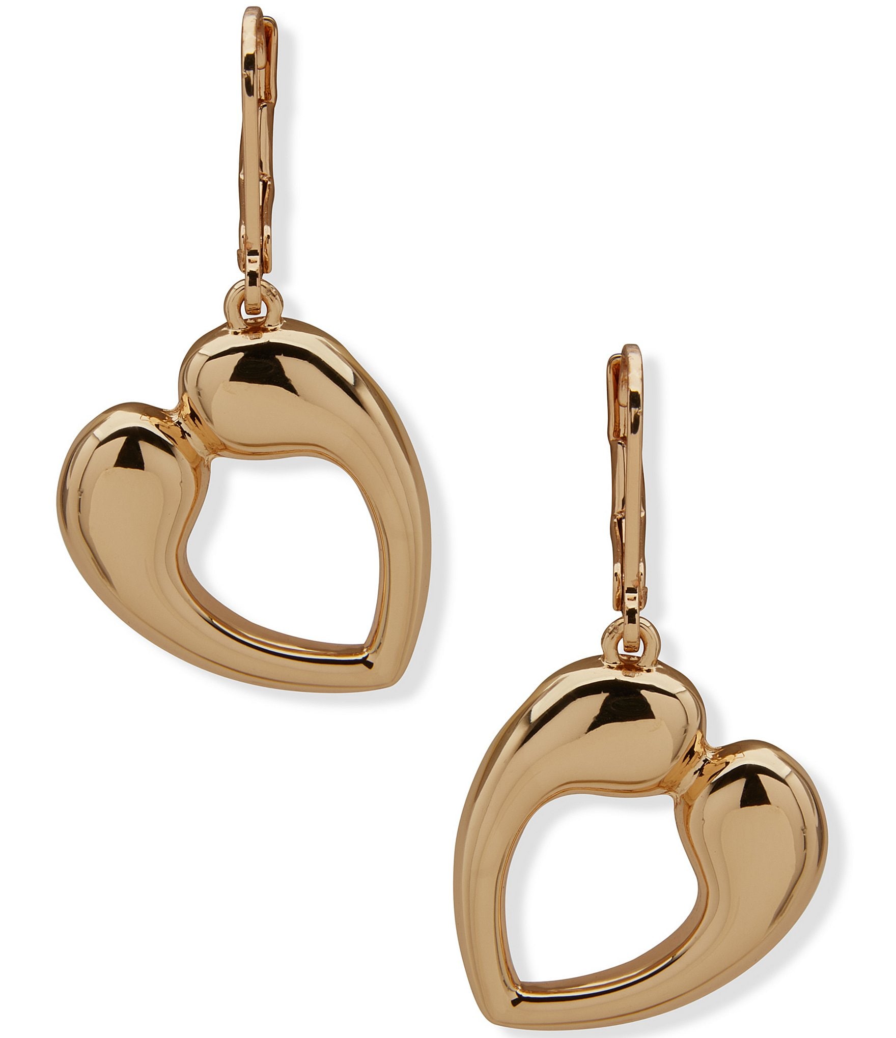 Anne Klein Puffy Open Heart Drop Earrings