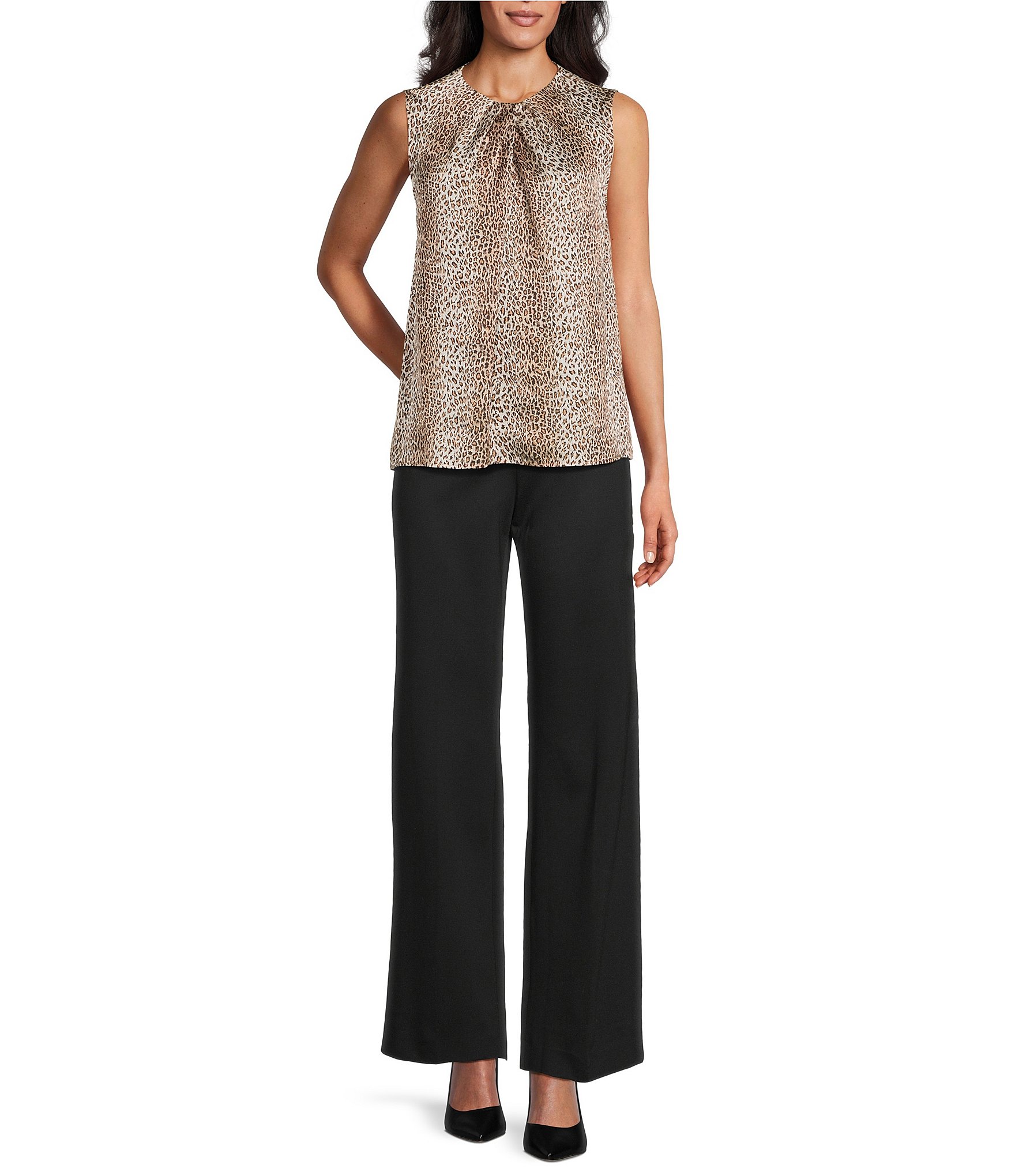 Anne Klein Pull On Sailor Wide Leg Compression Pants