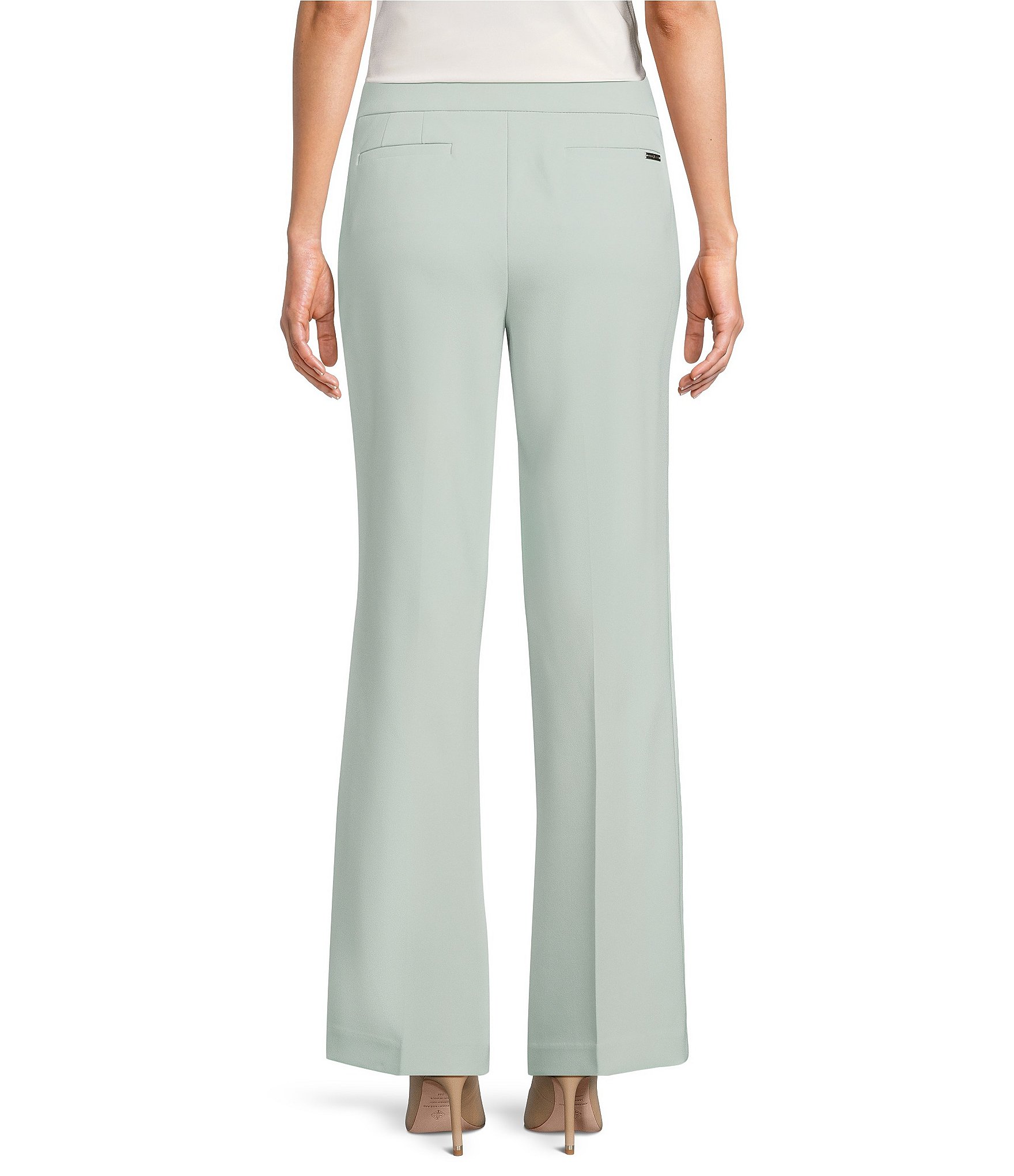 Anne Klein Pull On Stretch Front Pockets Straight Leg Trouser Pants