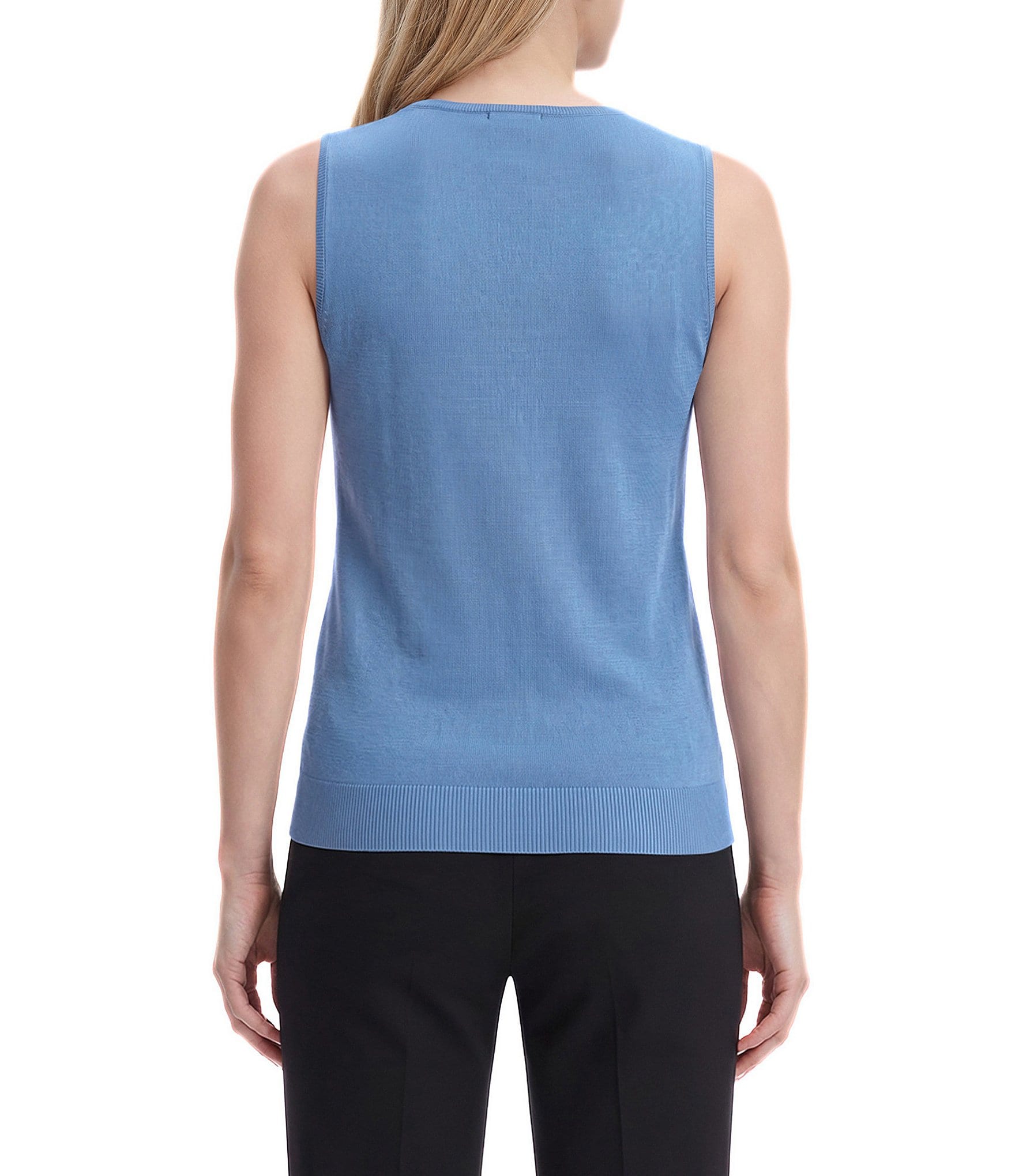 Anne Klein Sequin Crew Neck Sleeveless Tank Top