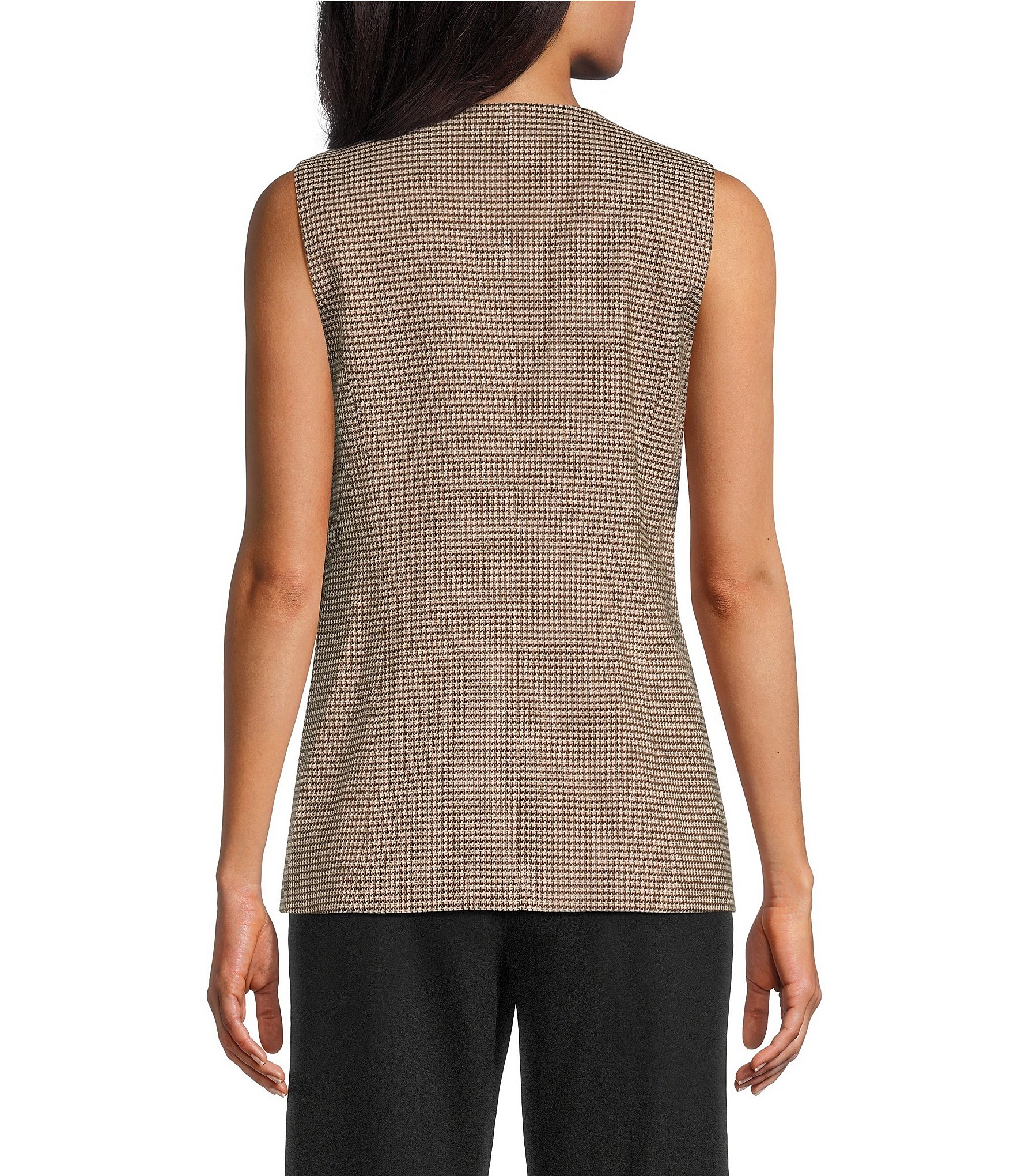 Anne Klein Sleeveless Plaid Button Front Coordinating Vest