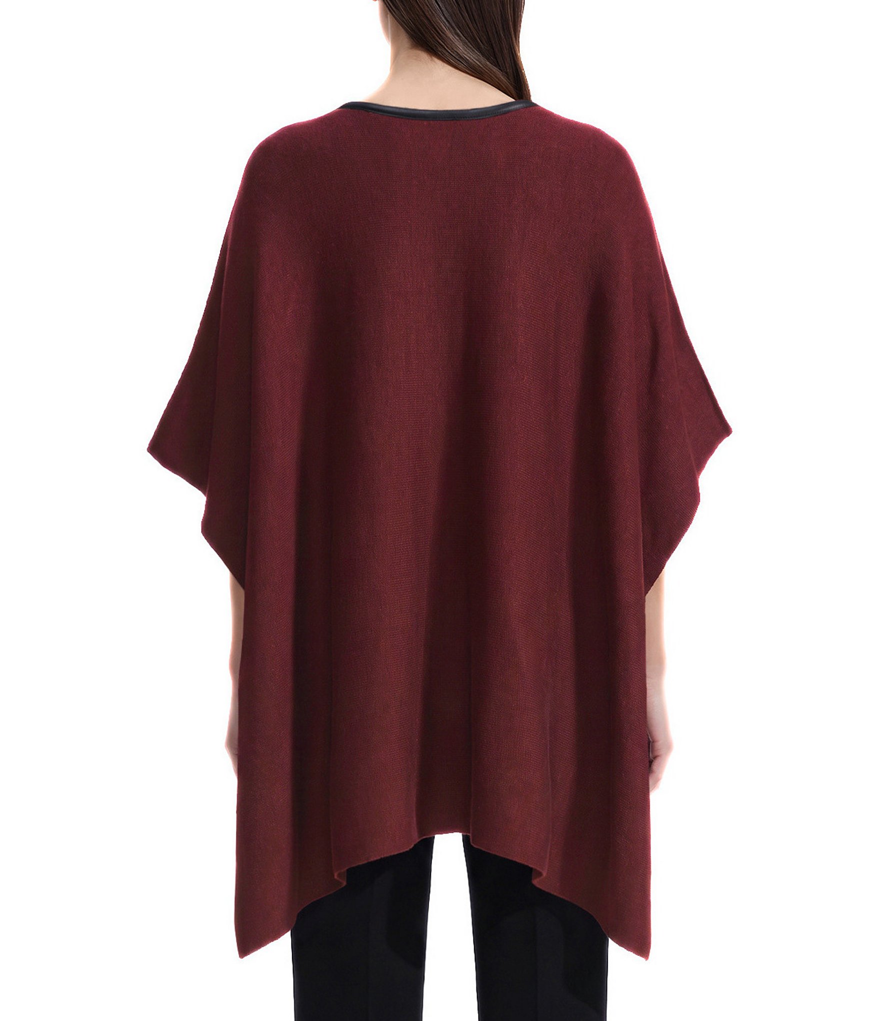 Anne Klein Solid Leather Trim Cape