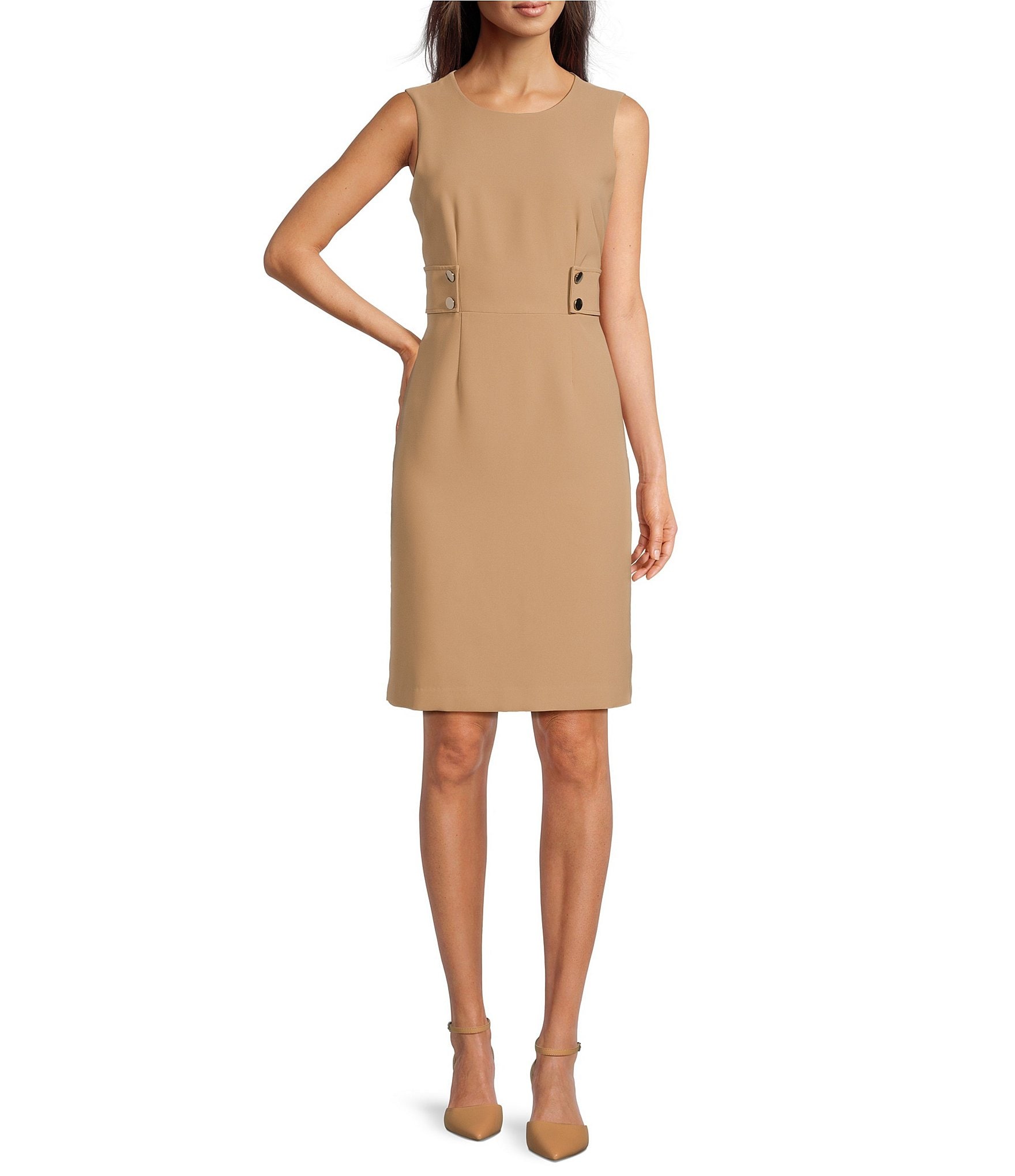 Anne Klein Stretch Crew Neckline Sleeveless Sheath Dress Dillard s