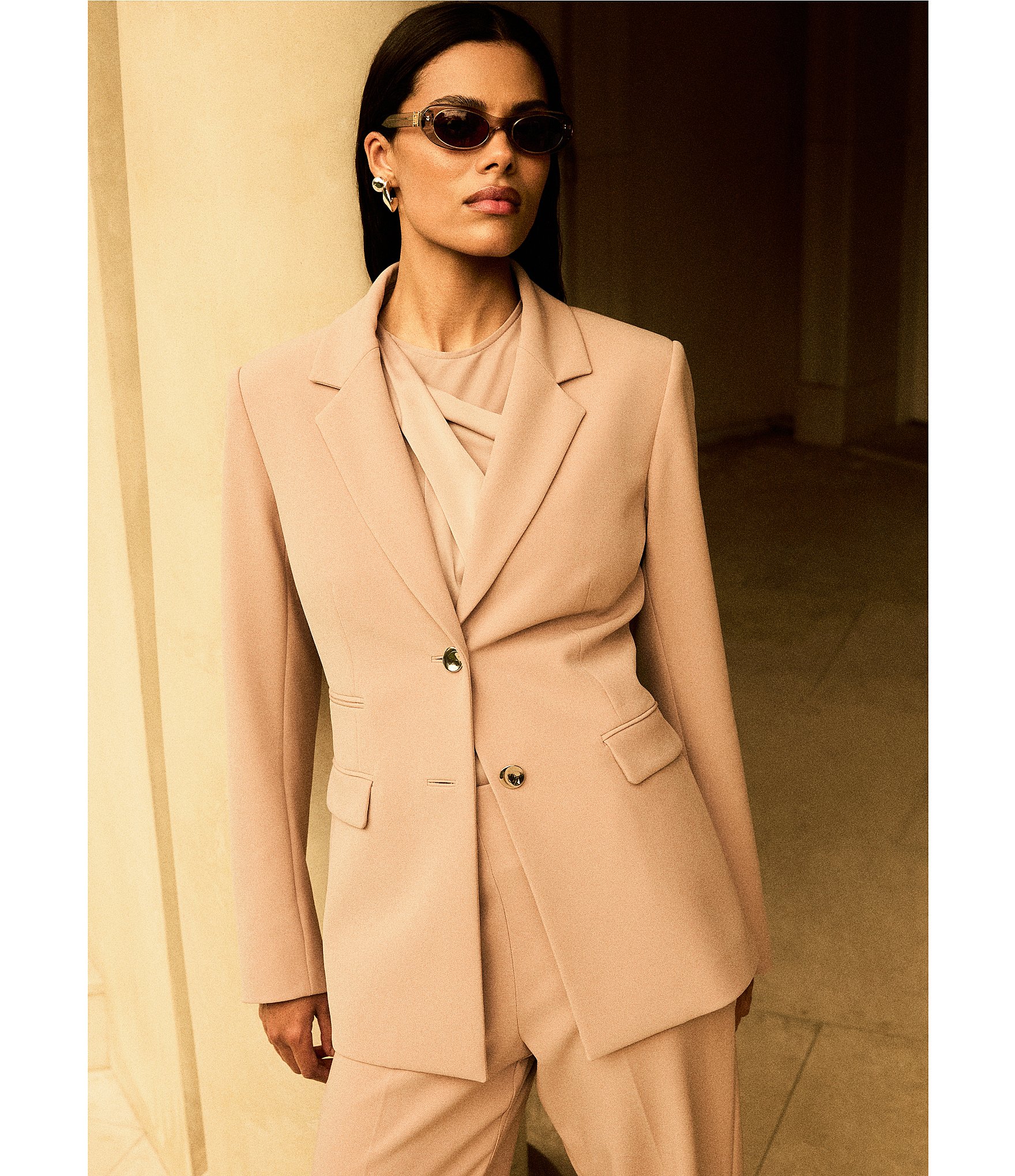 Anne Klein Three Pocket Long Sleeve Notch Collar Blazer