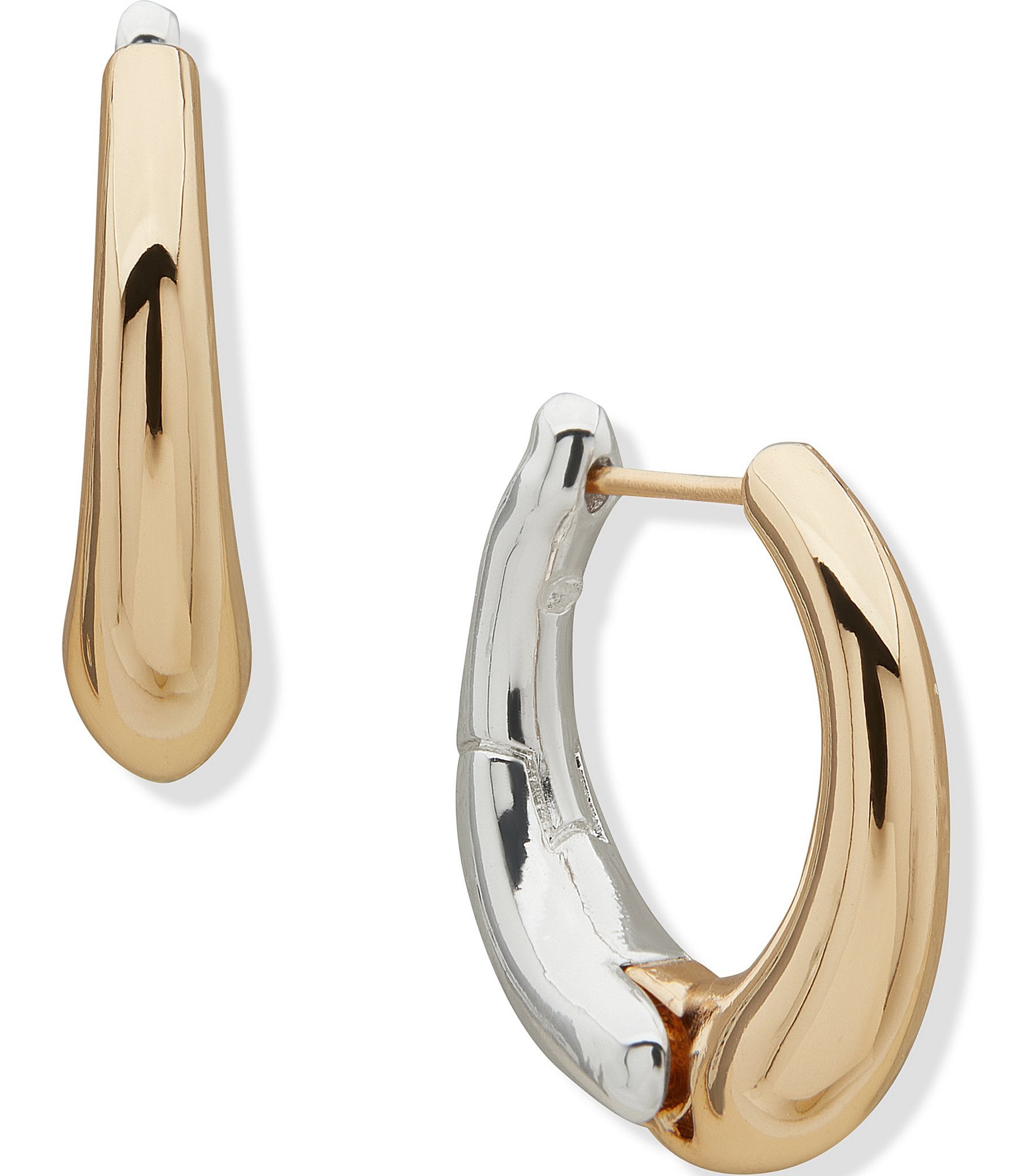 Anne Klein Two Tone Huggie Hoop Earrings