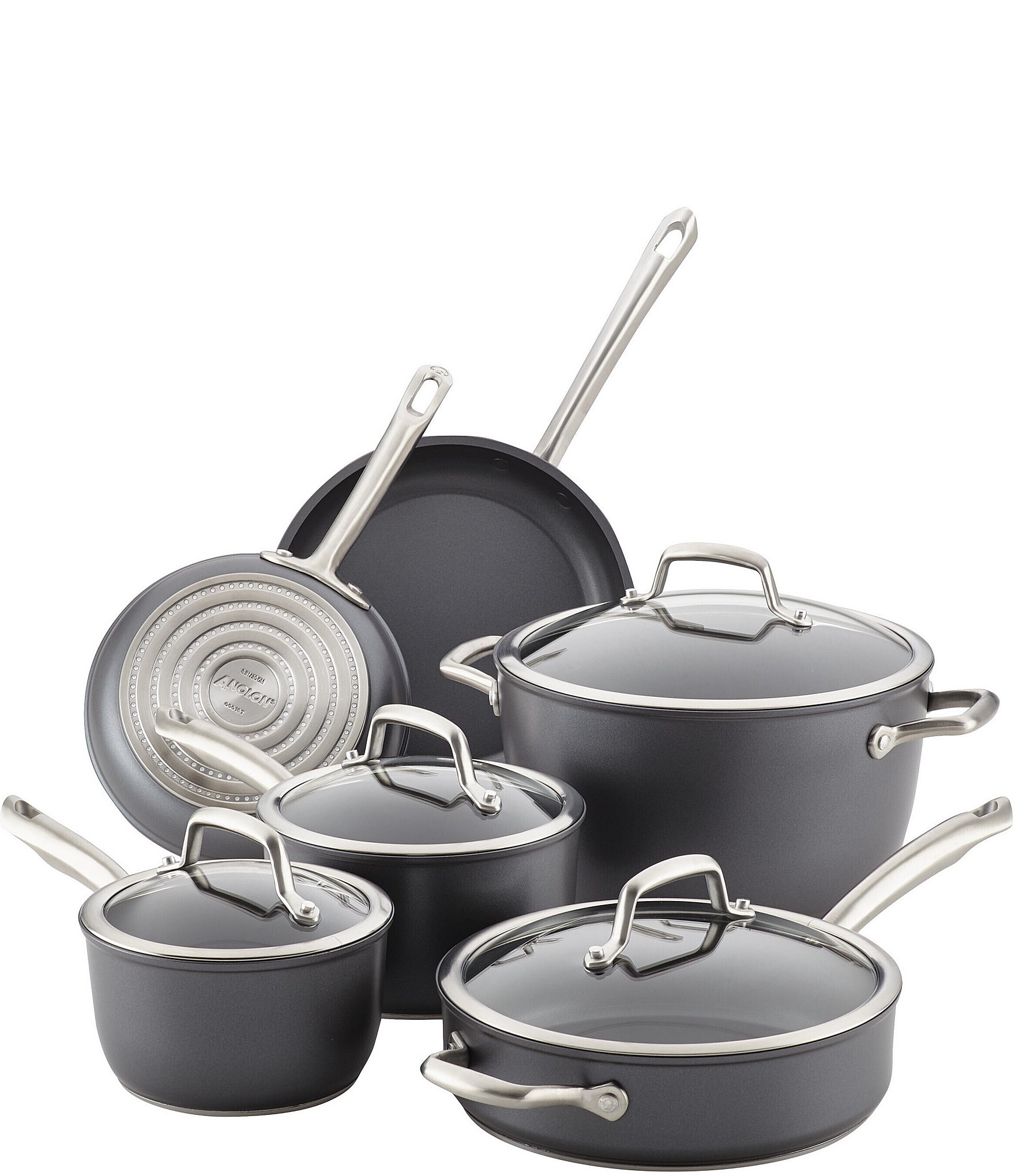 Forever Pans, 10 Piece Cookware Set with Lids and Utensils, Hard