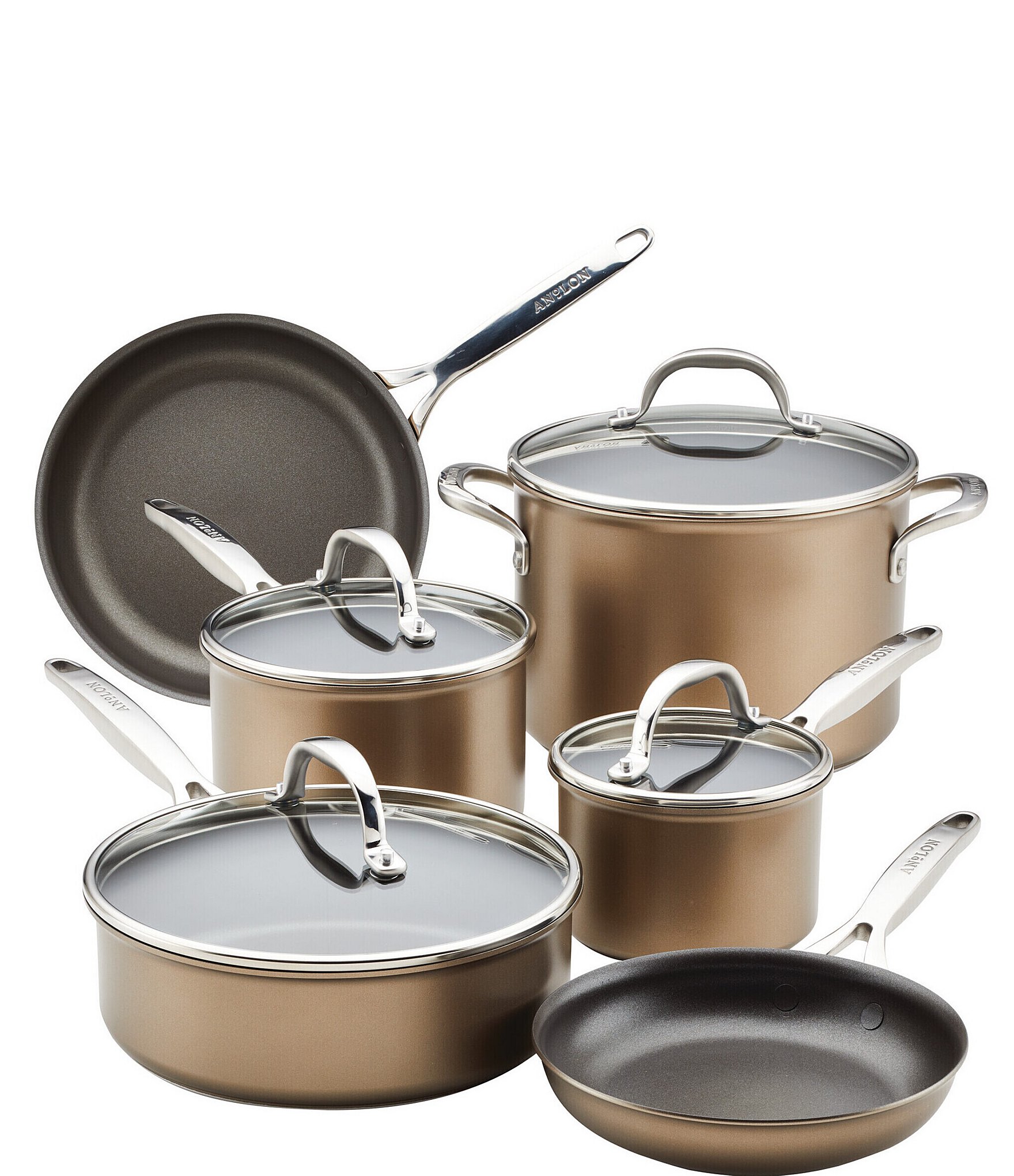 Denmark Tools for Cooks 10 Piece Monaco Nonstick Aluminum Cookware Pots  Pans Set, Black