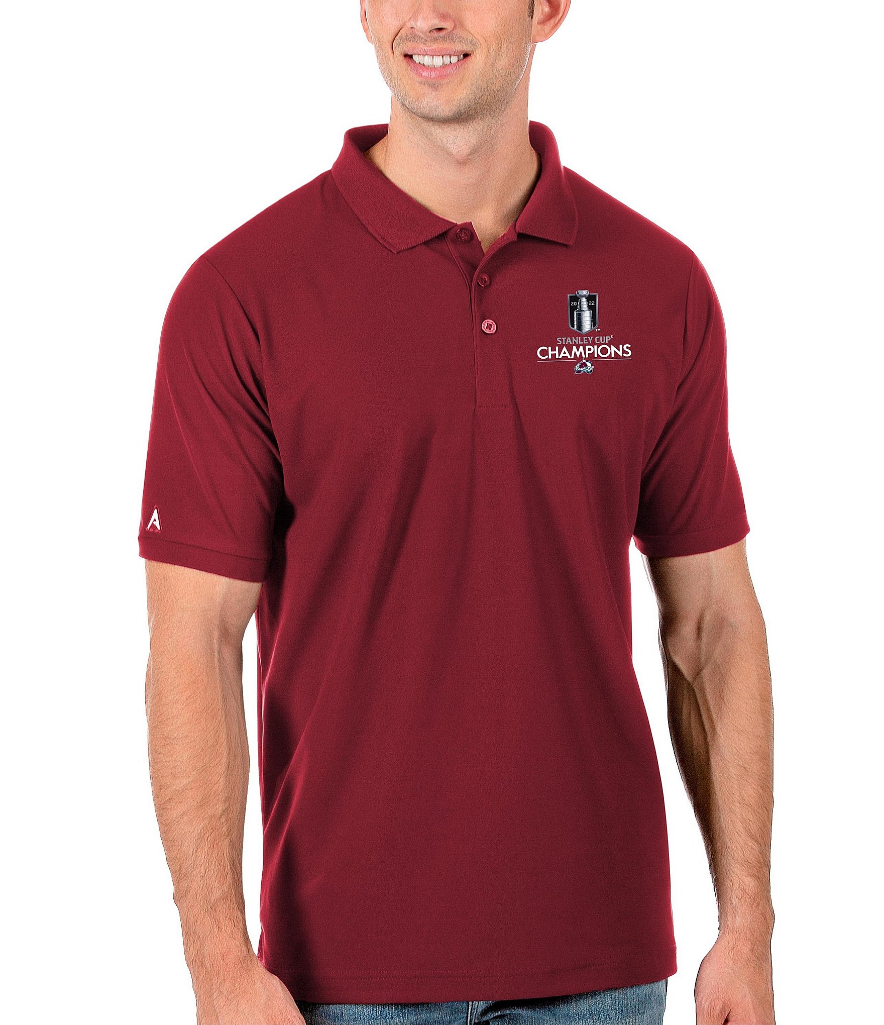Antigua Avalanche 2022 Stanly Cup Champions Polo Mens Size Large Red Golf  Shirt