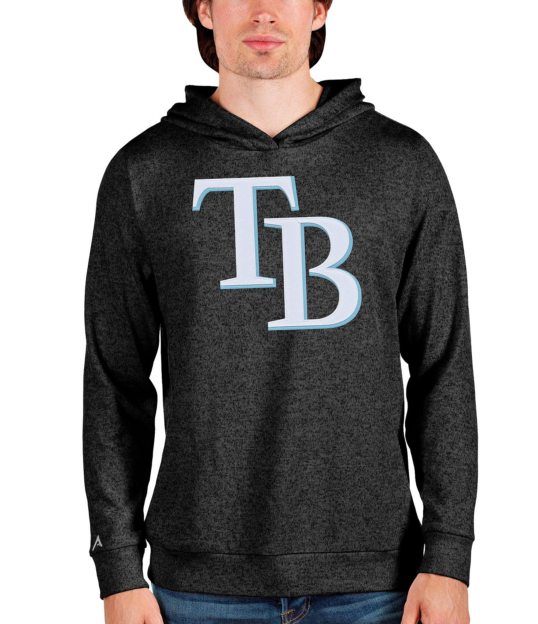 Antigua Tampa Bay Rays Gray Flier Bunker Pullover Sweatshirt